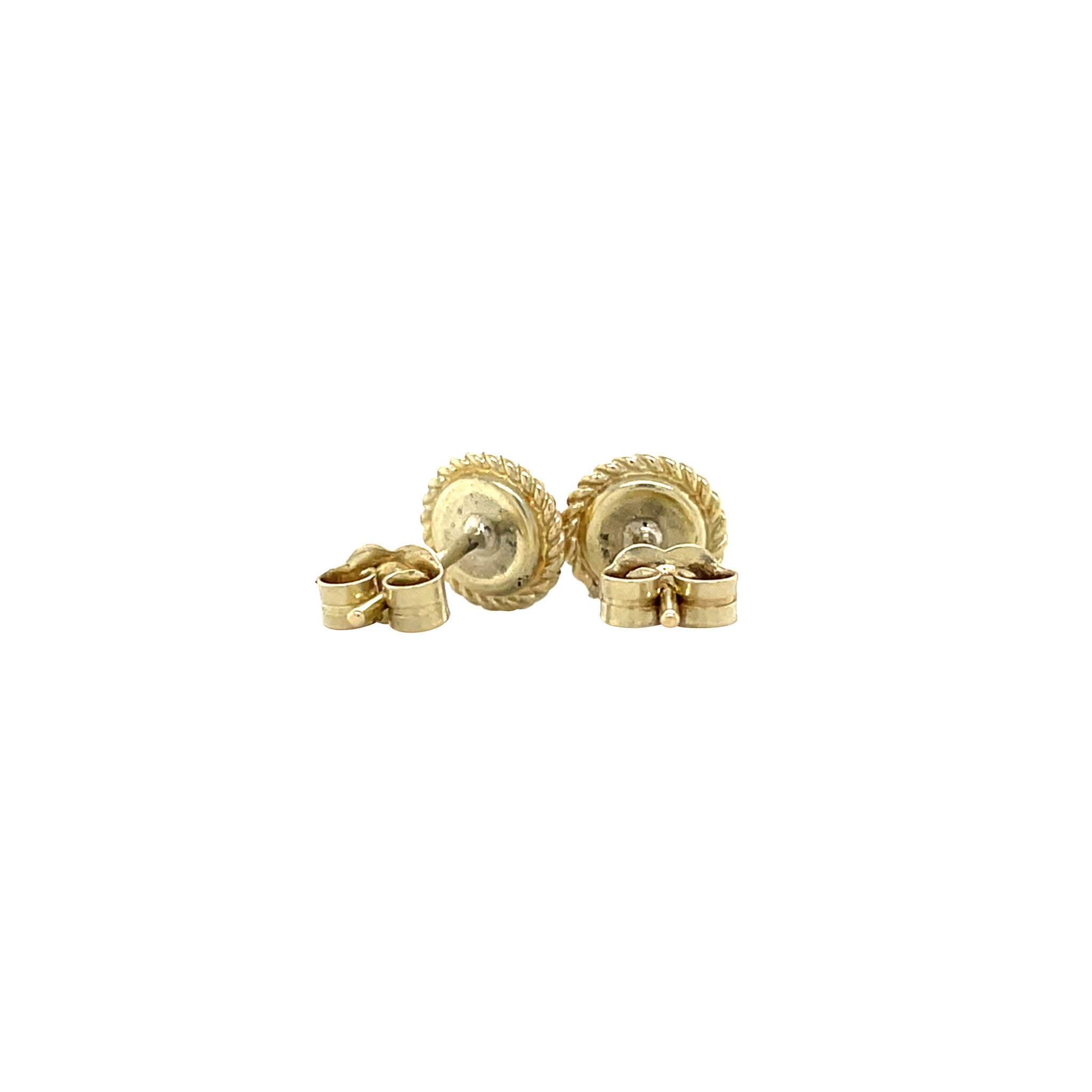 Gold vintage stud earrings with carnelian 14 kt