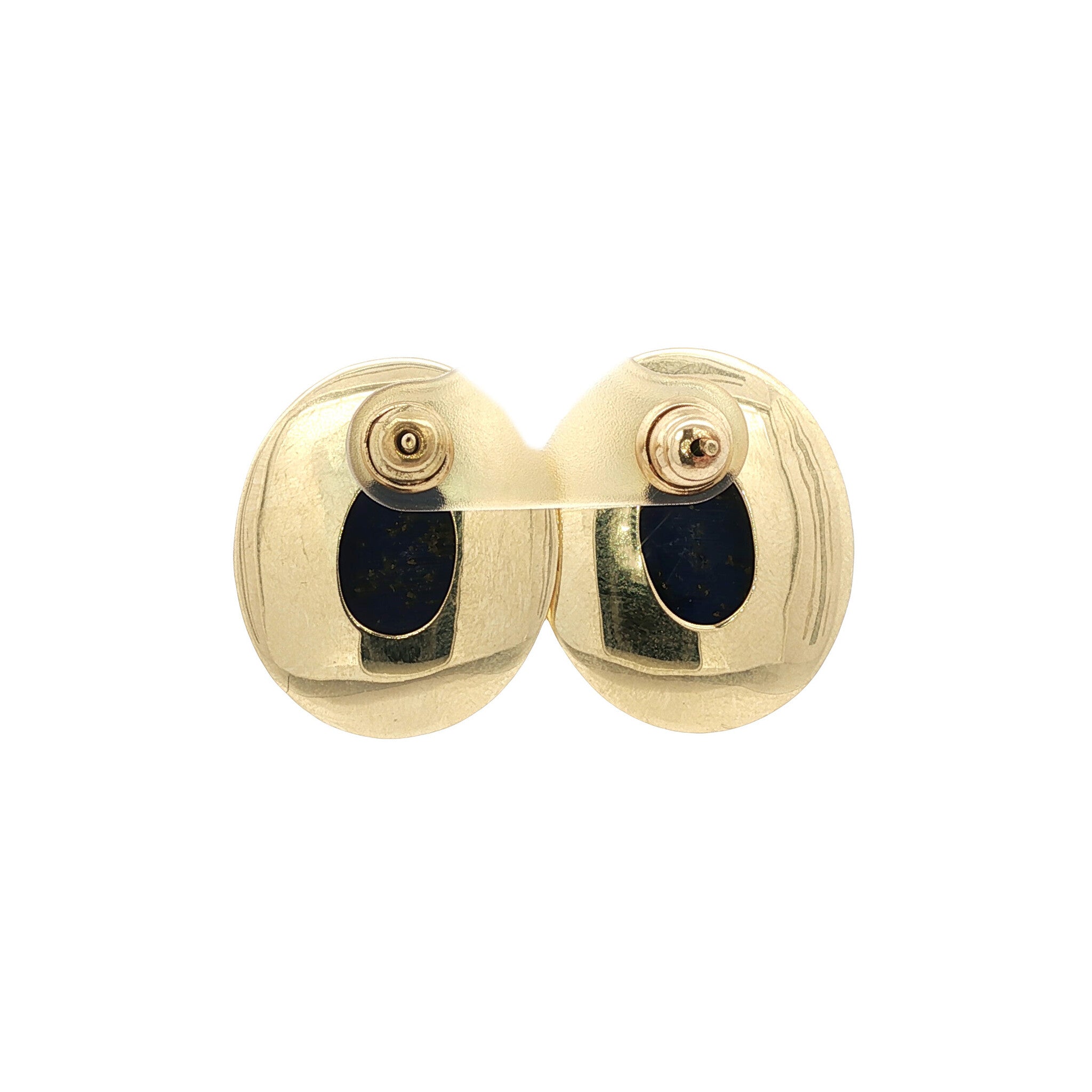 Gouden vintage oorstekers met lapis lazuli 14 kt