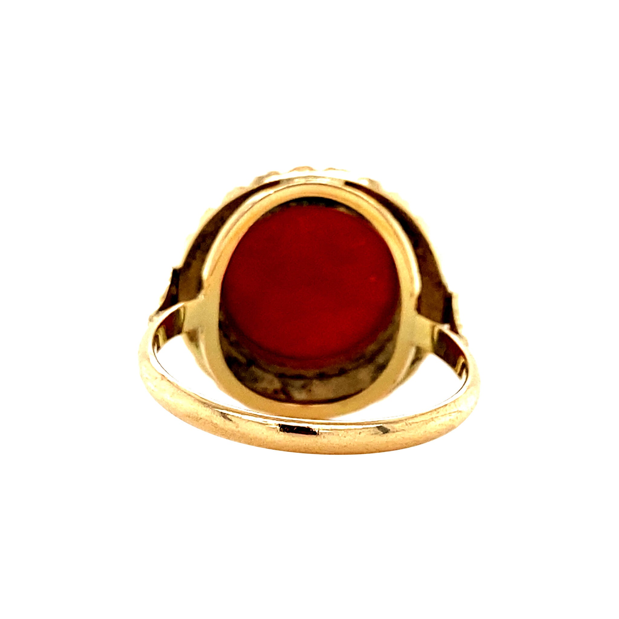 Gold ring with blood coral 14 kt