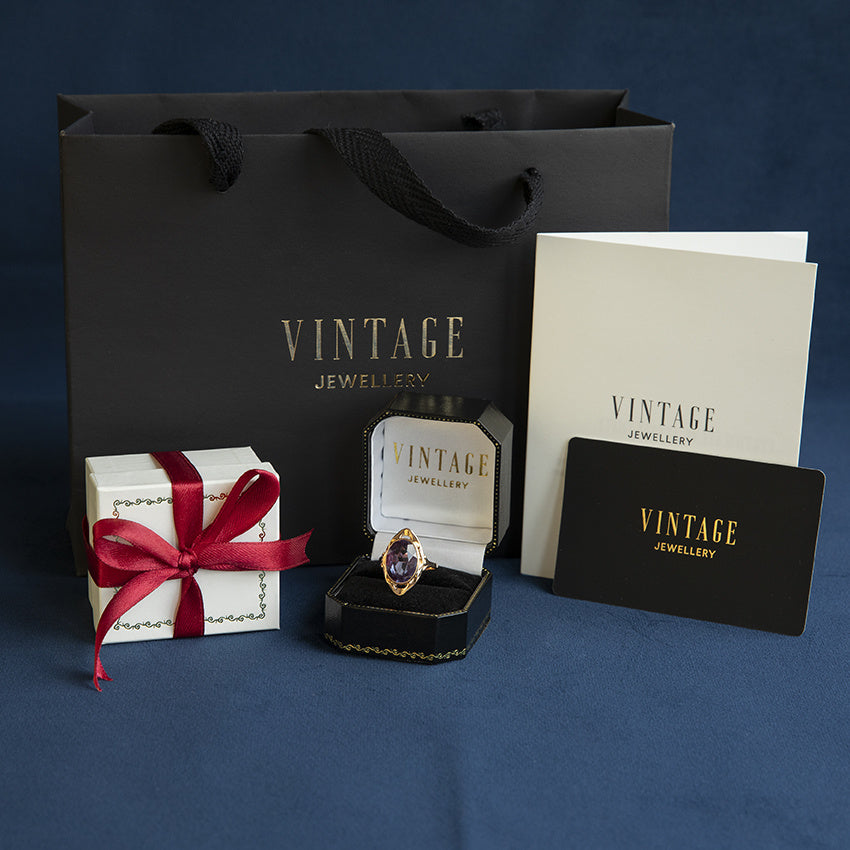 Gouden vintage ring met camee 14 kt