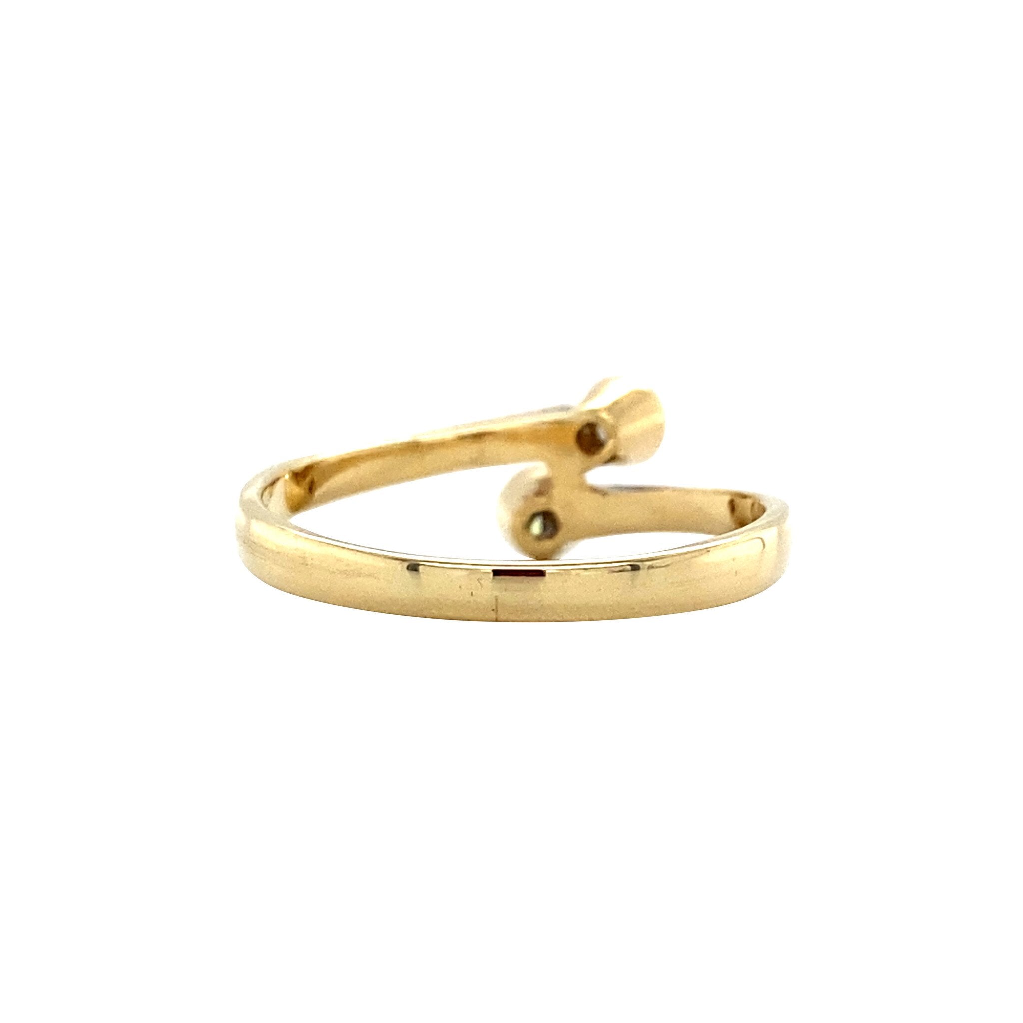 Bicolour gold vintage ring with diamond 14 kt