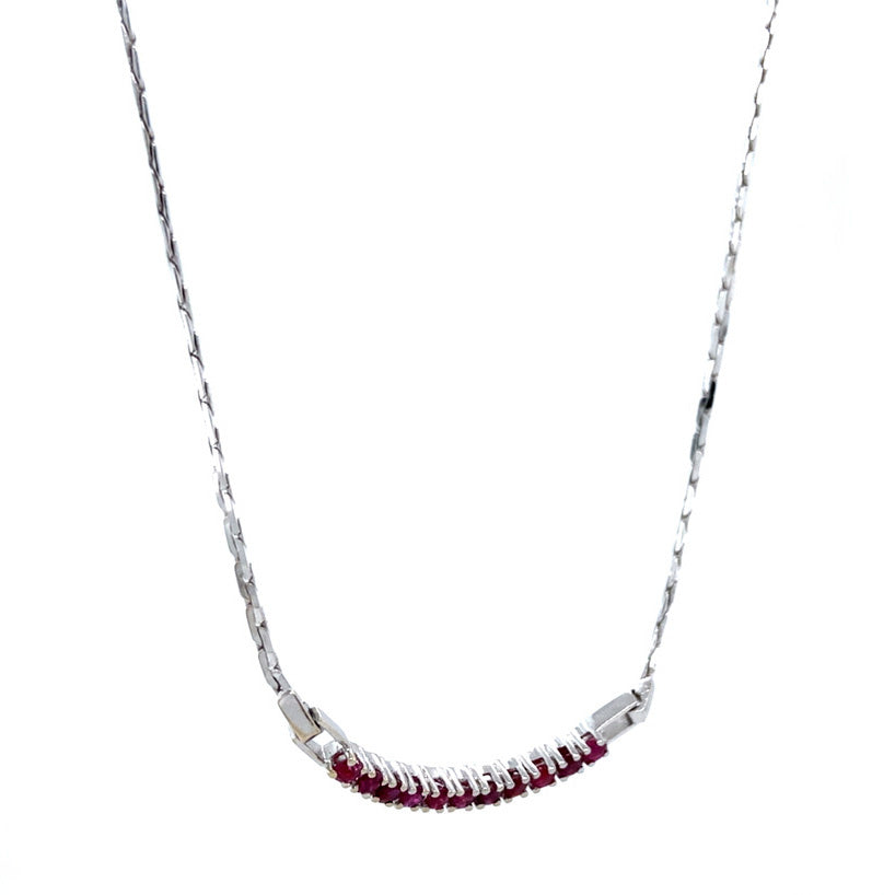 White gold vintage necklace with ruby 14 kt