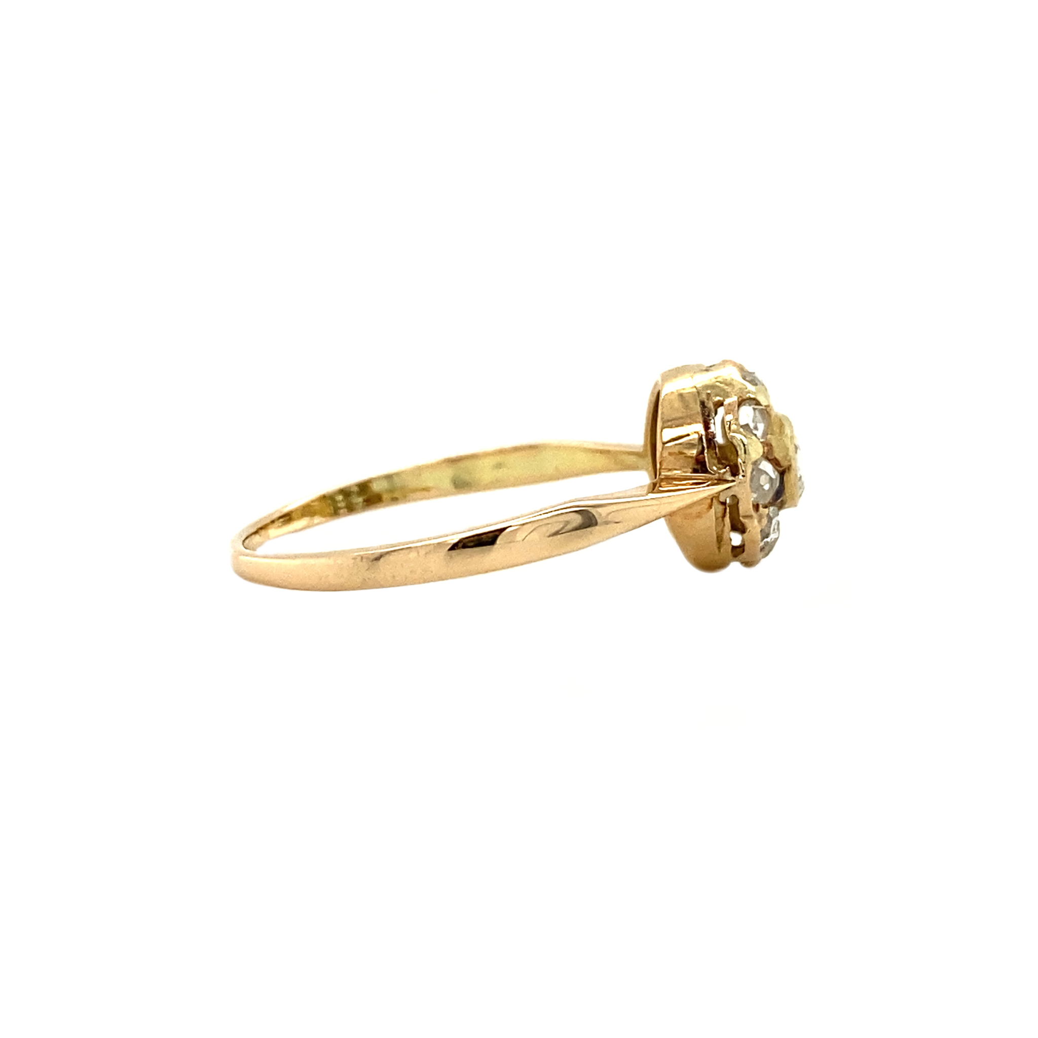 Gouden entourage ring met roosdiamant 14 krt