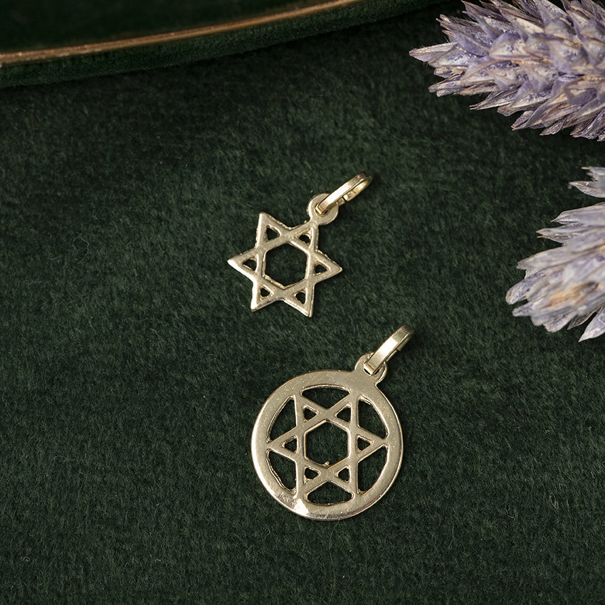 Gouden vintage Davidster hanger 14 kt