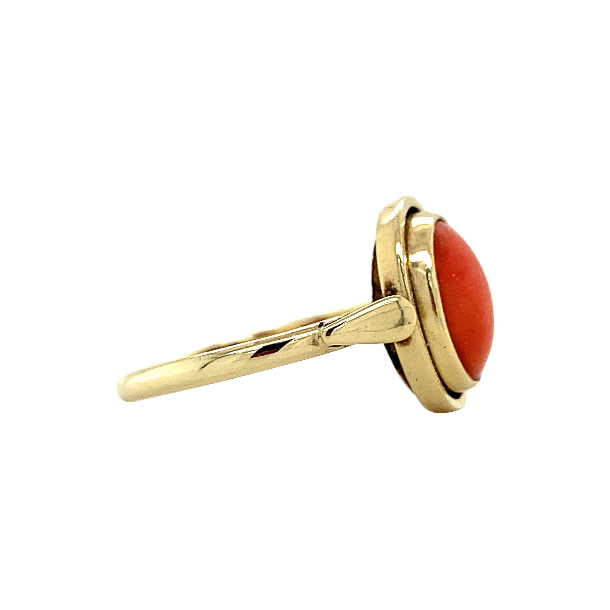 Gold ring with blood coral 14 krt