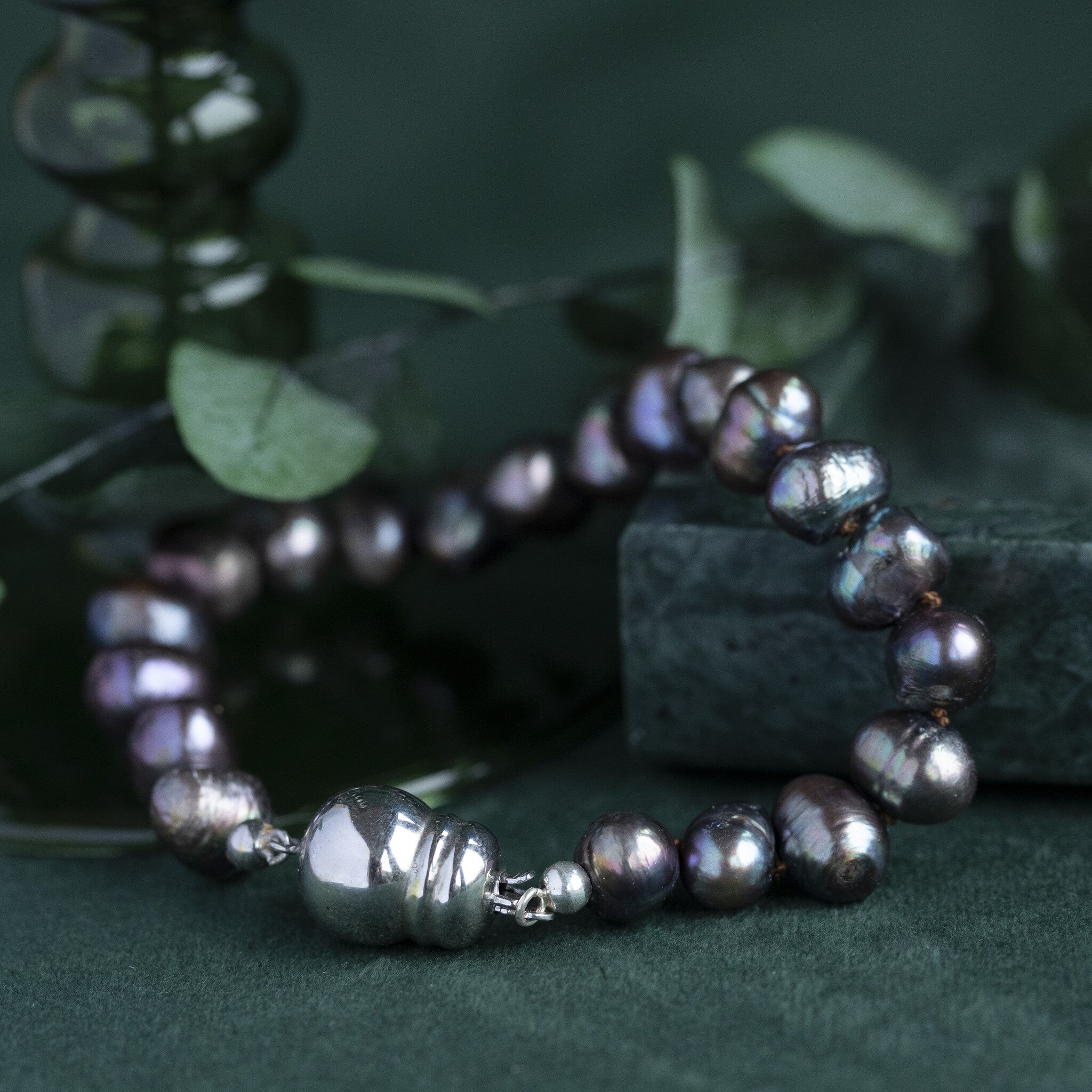 Pearl bracelet with 925 sterling silver clasp, 19.5 cm
