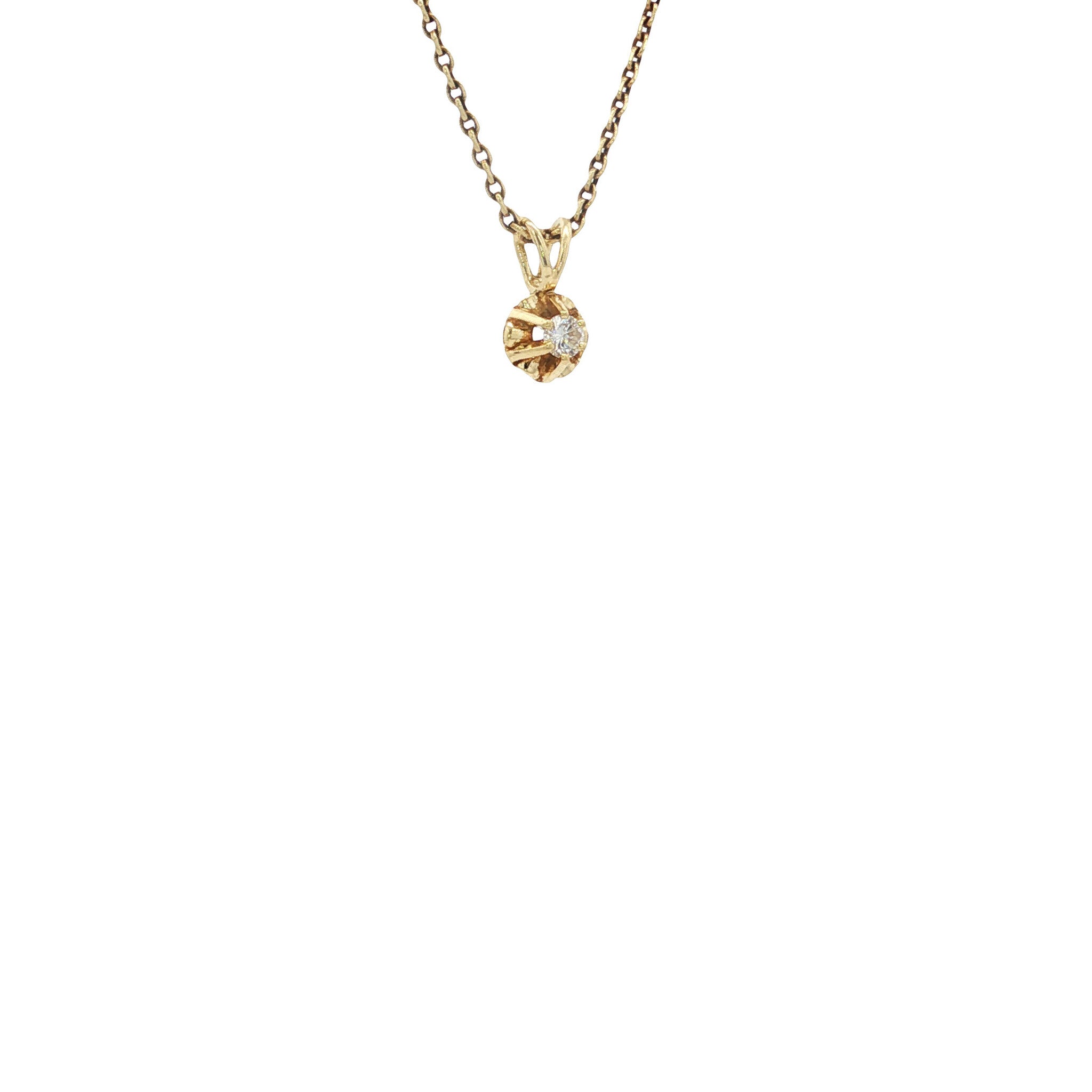 Gouden vintage solitair hanger met diamant 14 kt