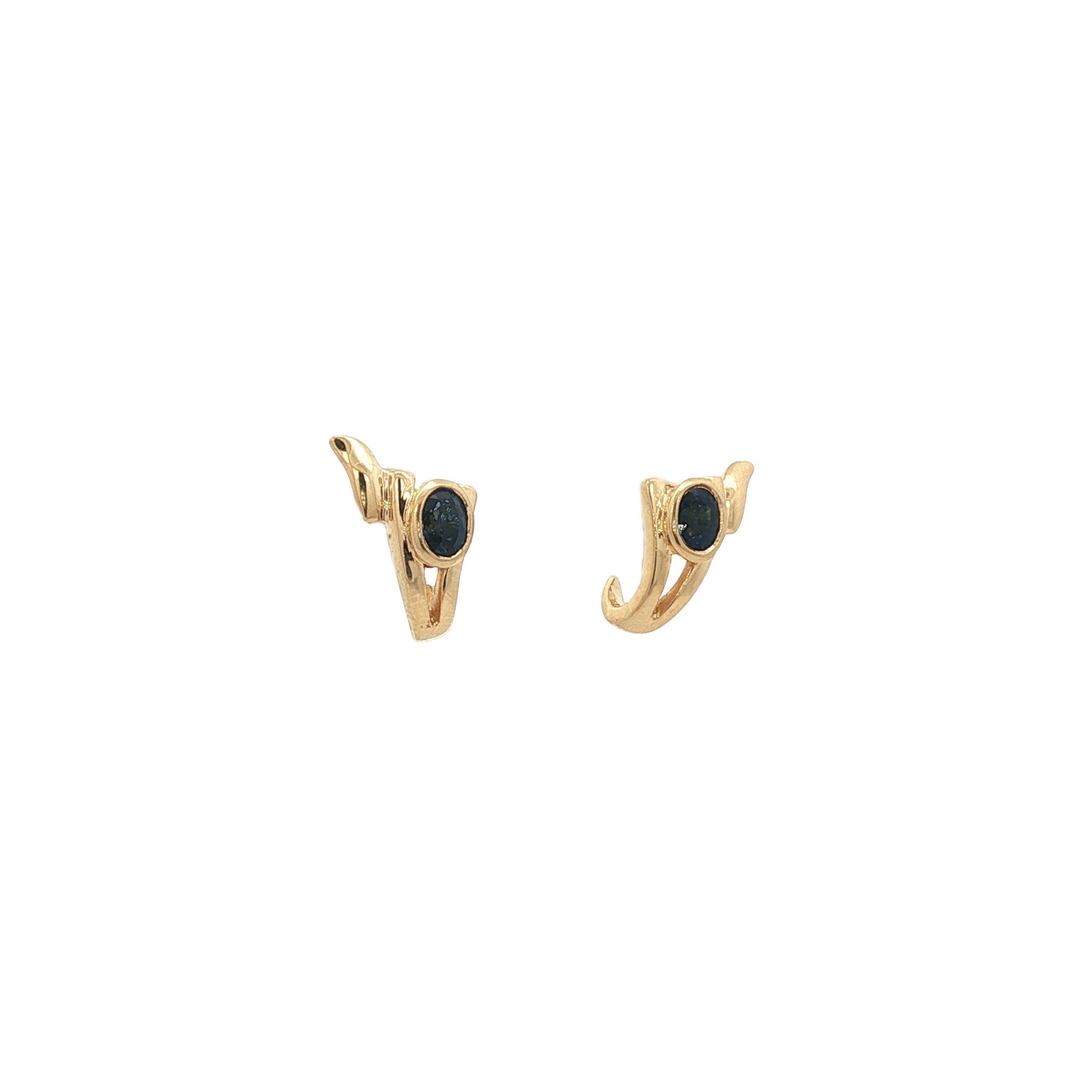 Gold stud earrings with sapphire 18 kt