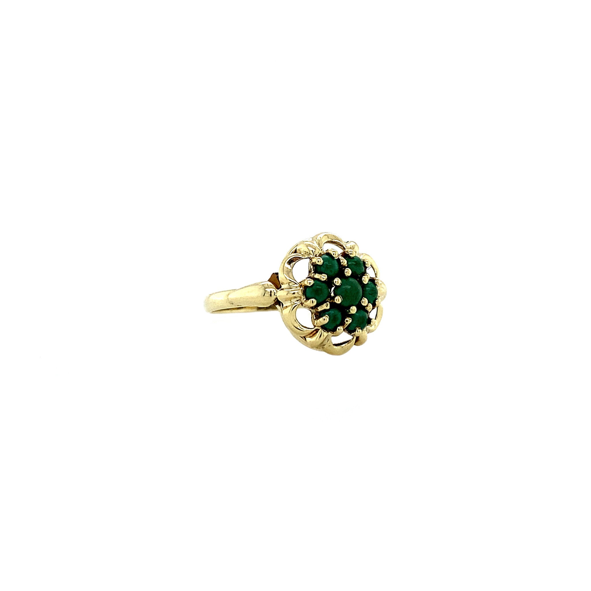 Gouden ring met malachiet 14 krt