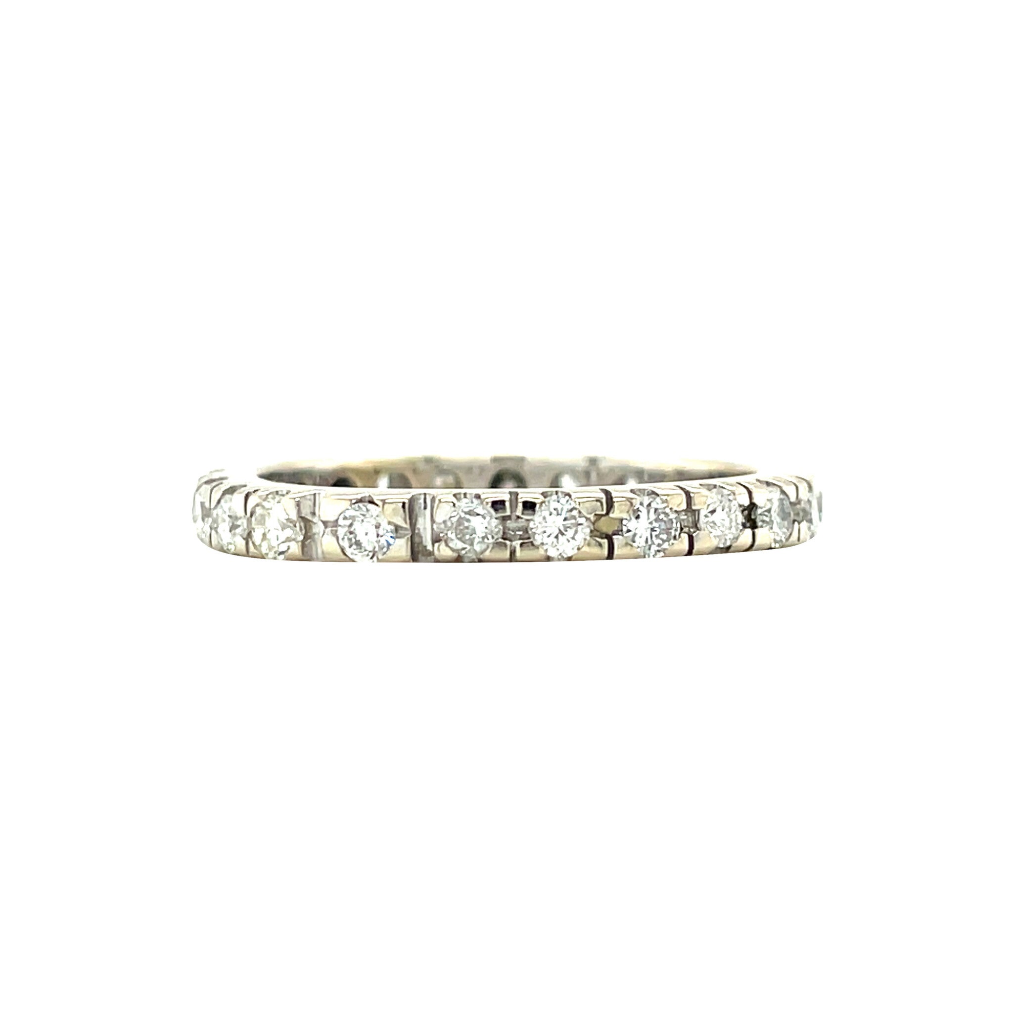 Witgouden vintage alliance ring met diamant 18 kt