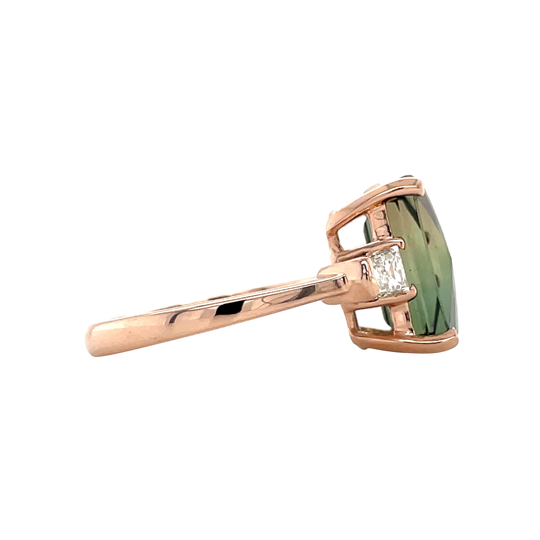Rose-gold vintage ring with tourmaline and diamond 18 kt
