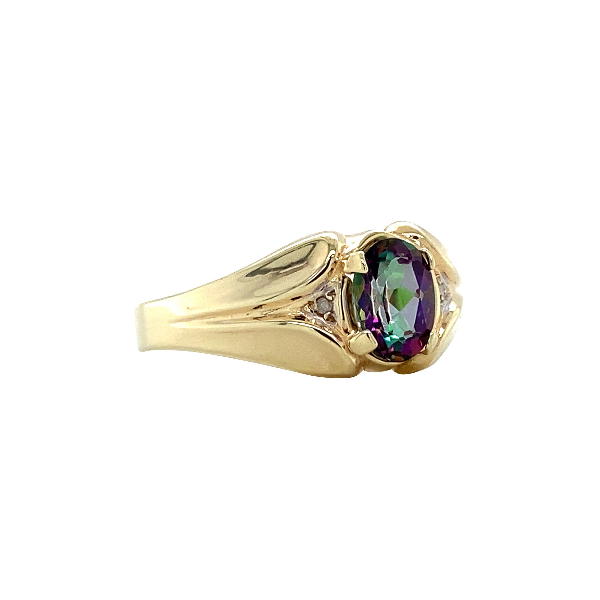 Vintage ring with mystic topaz and diamond 8 kt