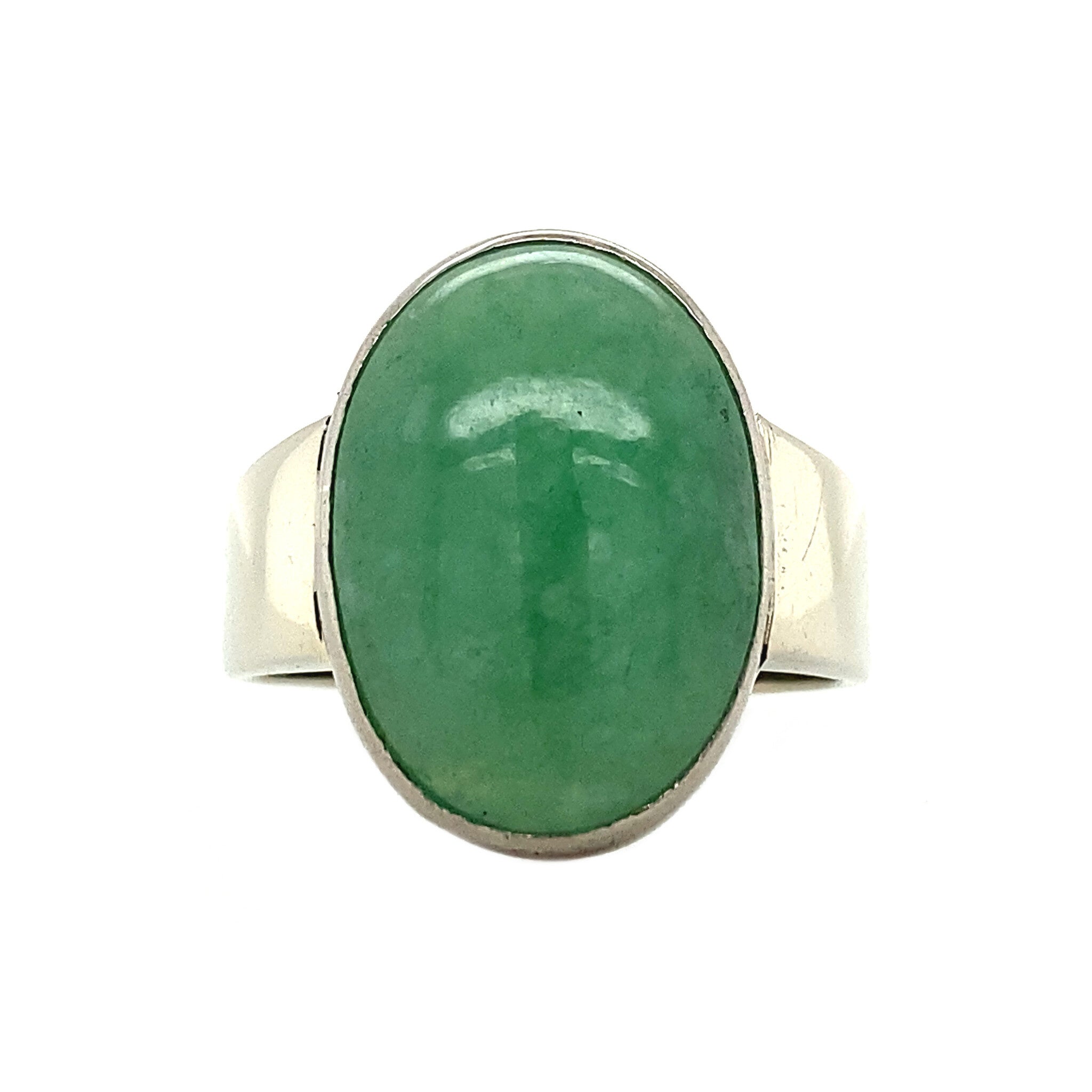 Witgouden ring met aventurijn 14 krt