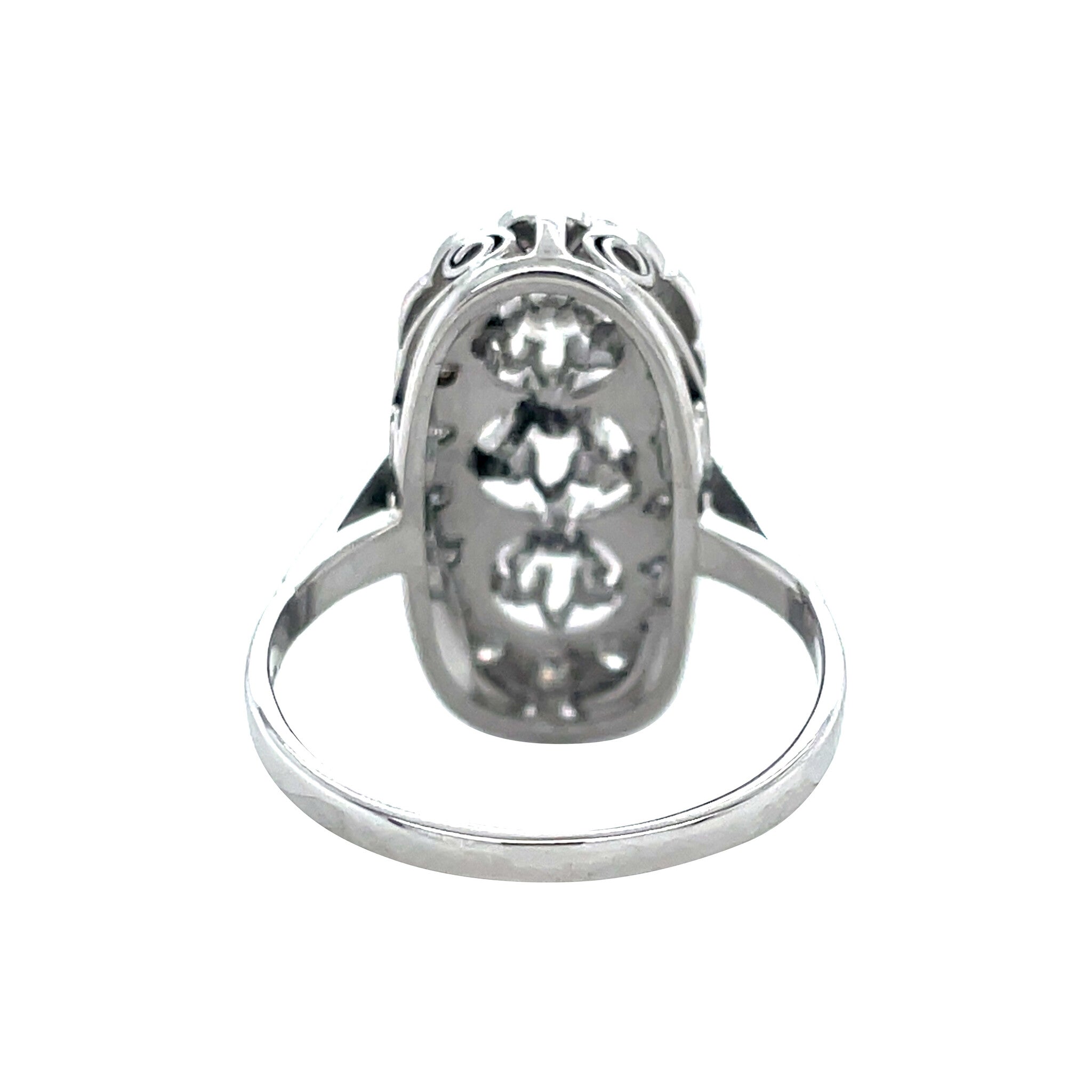 Witgouden vintage prinsessen ring met diamant 14 krt