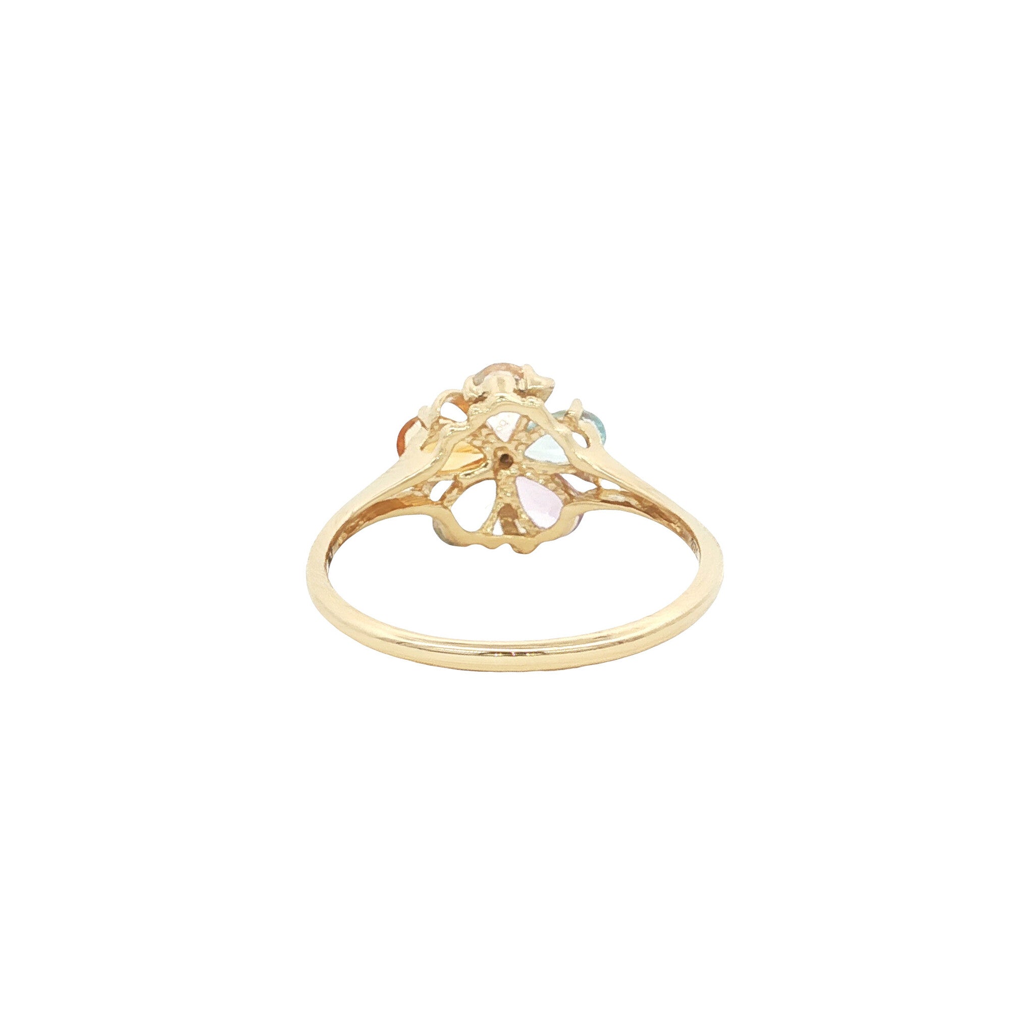 Ring with amethyst, topaz, morganite, citrine and diamond 9 kt