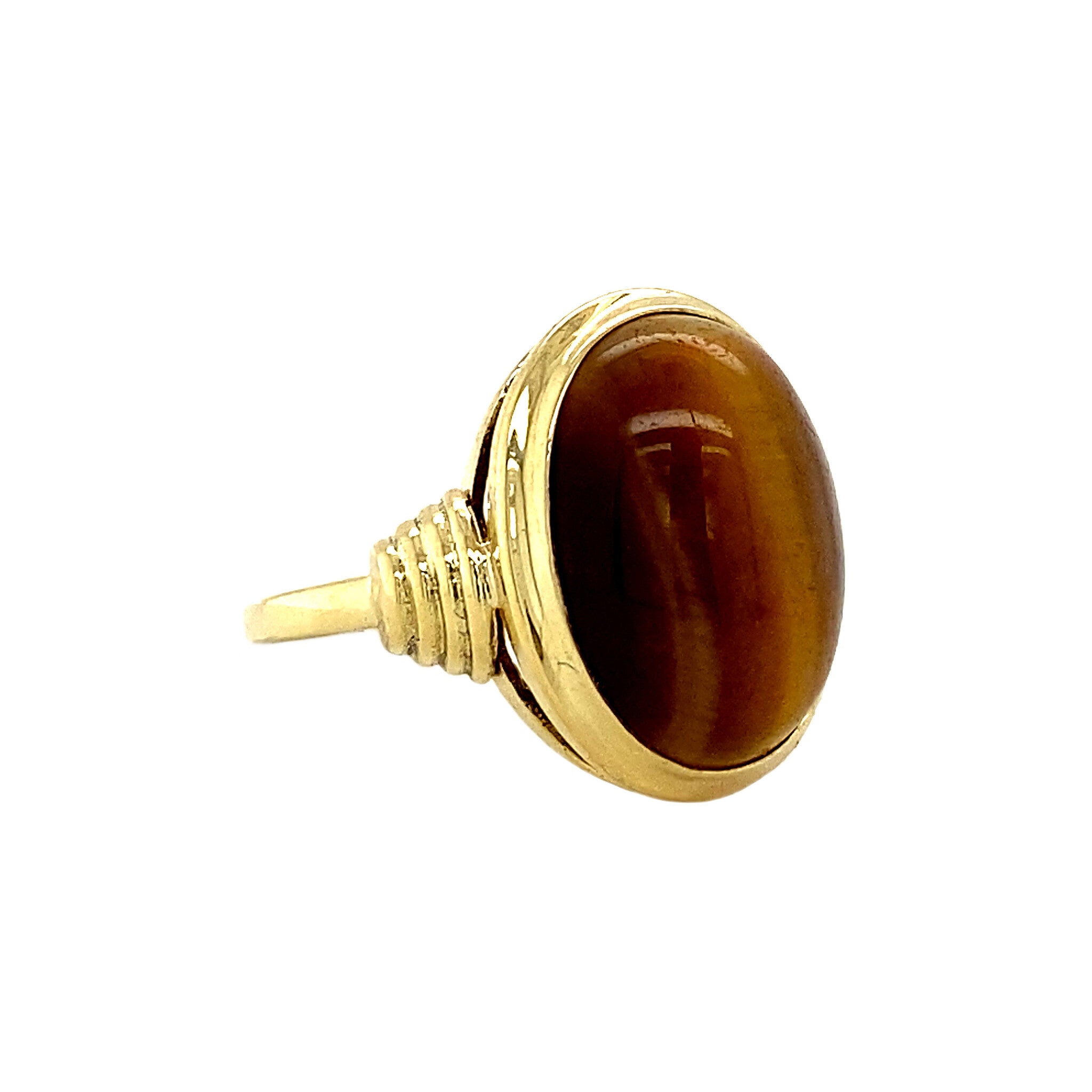Gouden ring met tijgeroog 18 krt