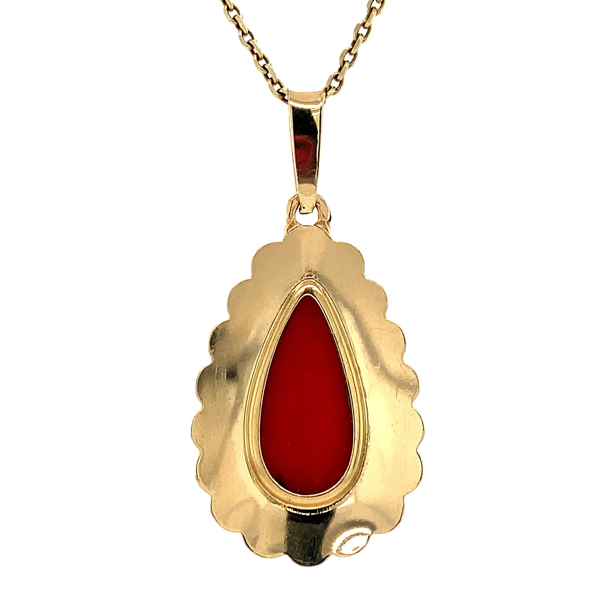 Gouden hanger met bloedkoraal 14 krt