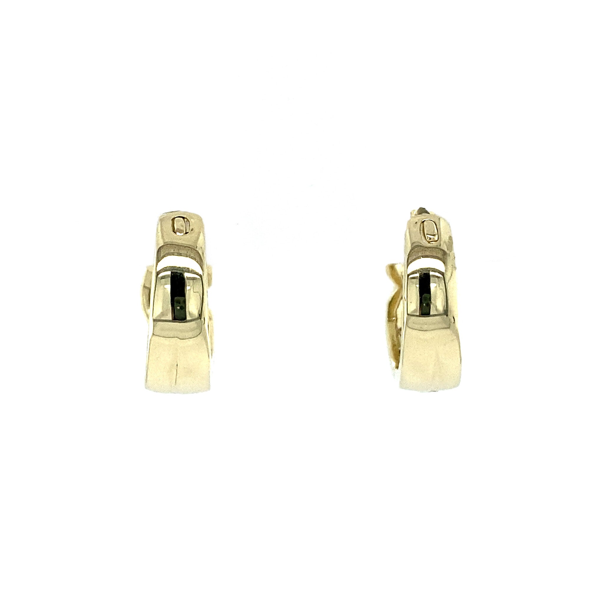 Gold hoop earrings with diamond and topaz, 14 kt