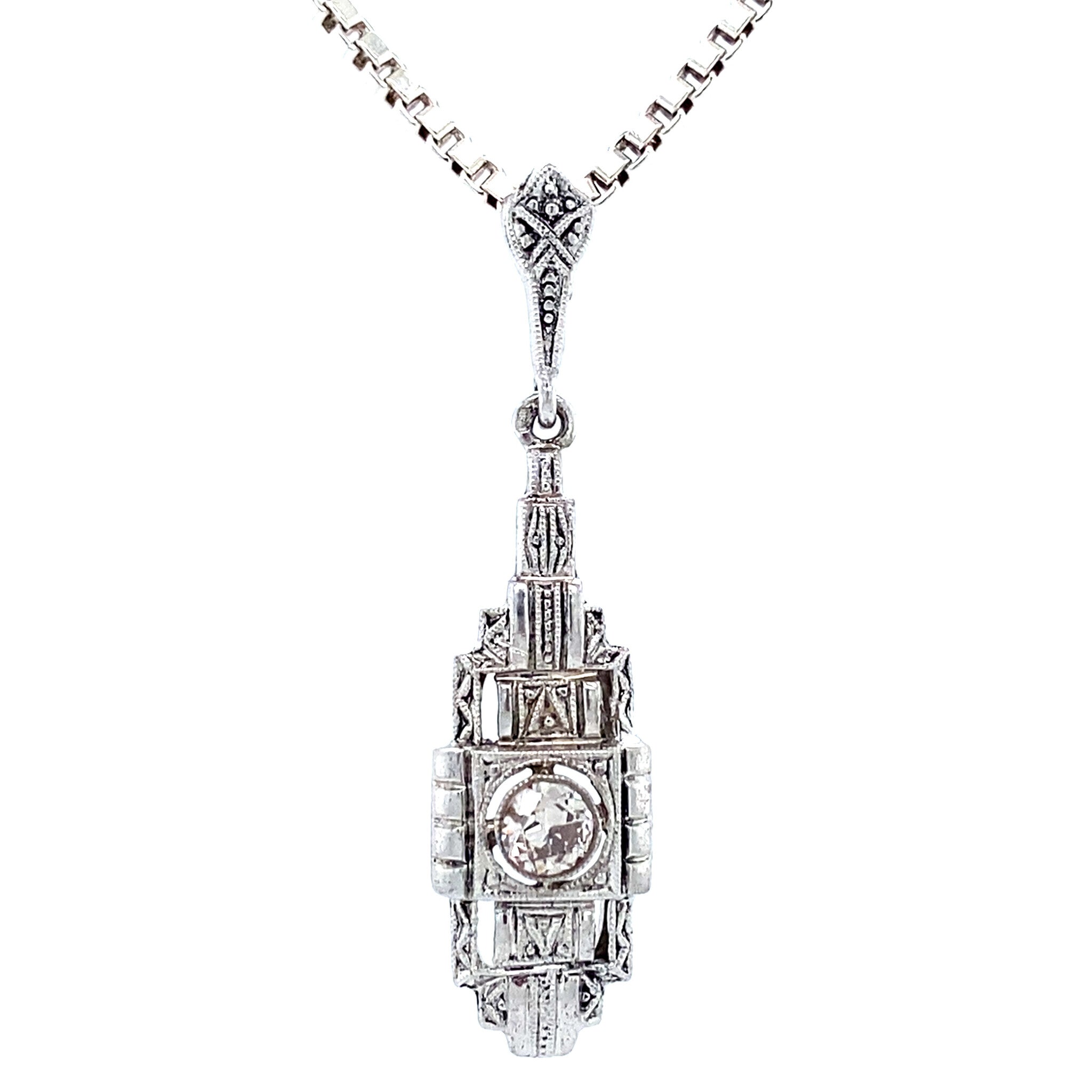 Vintage 925 silver pendant with diamond