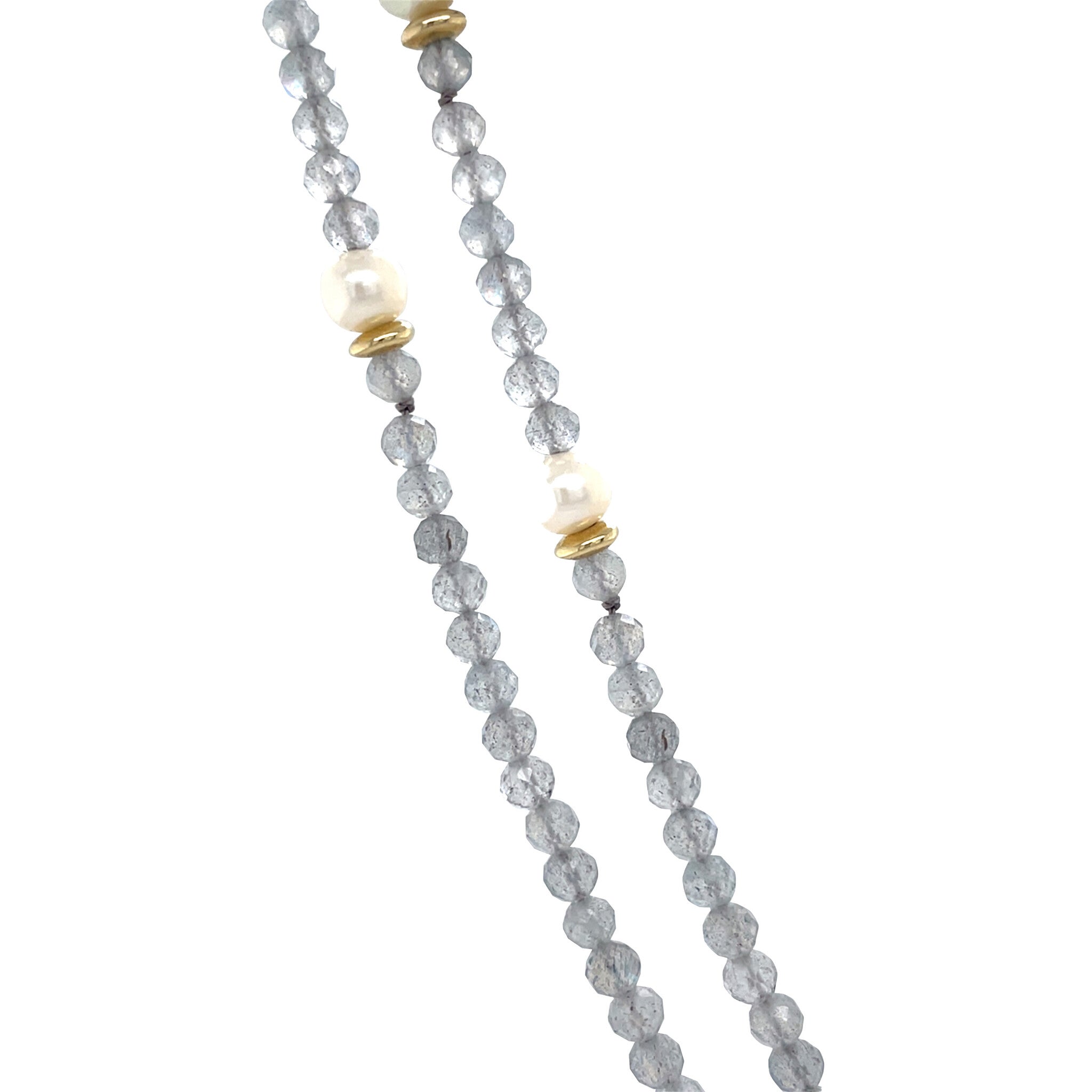 Vintage labradorite with pearl necklace 14 kt