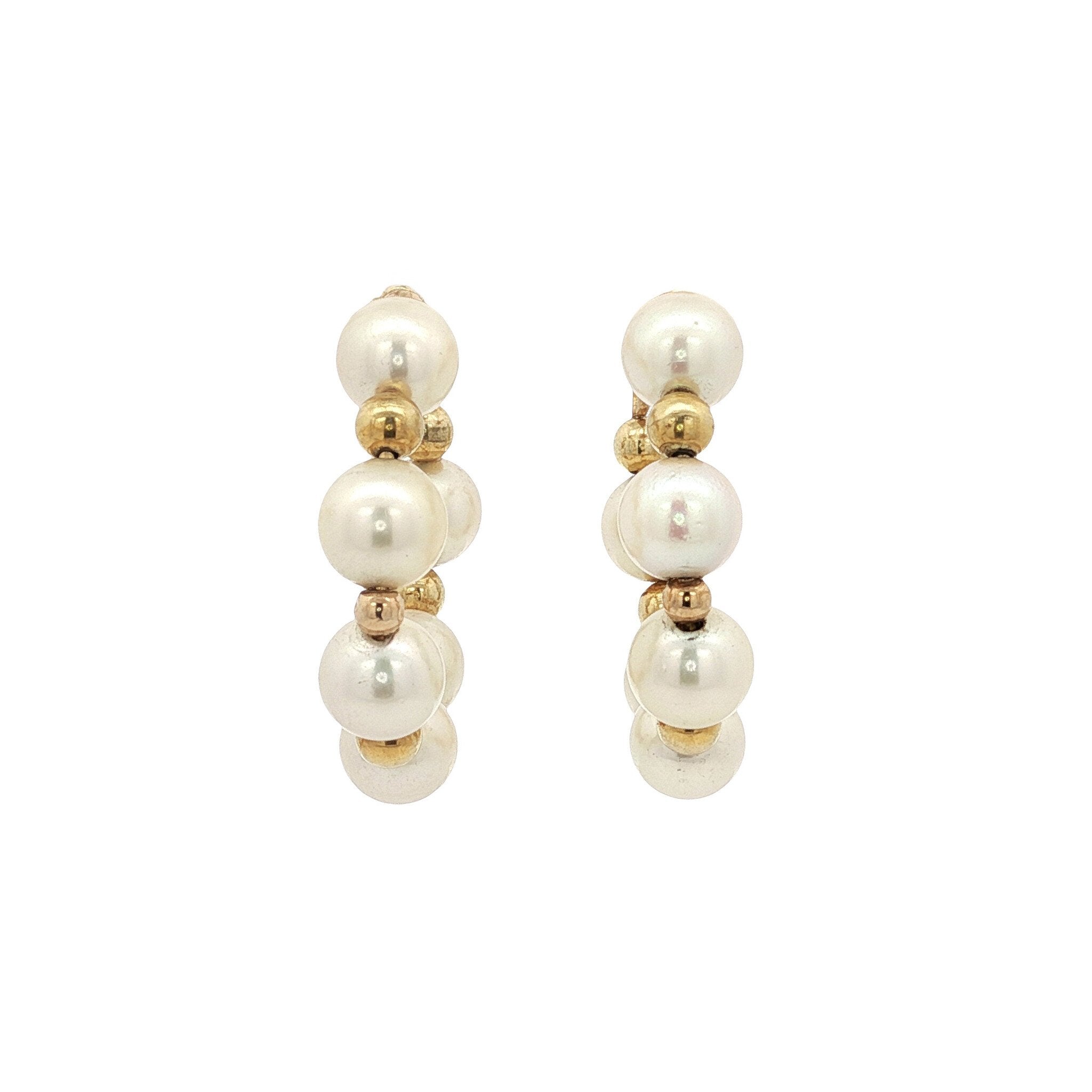 Gold vintage earrings with pearl 14 kt