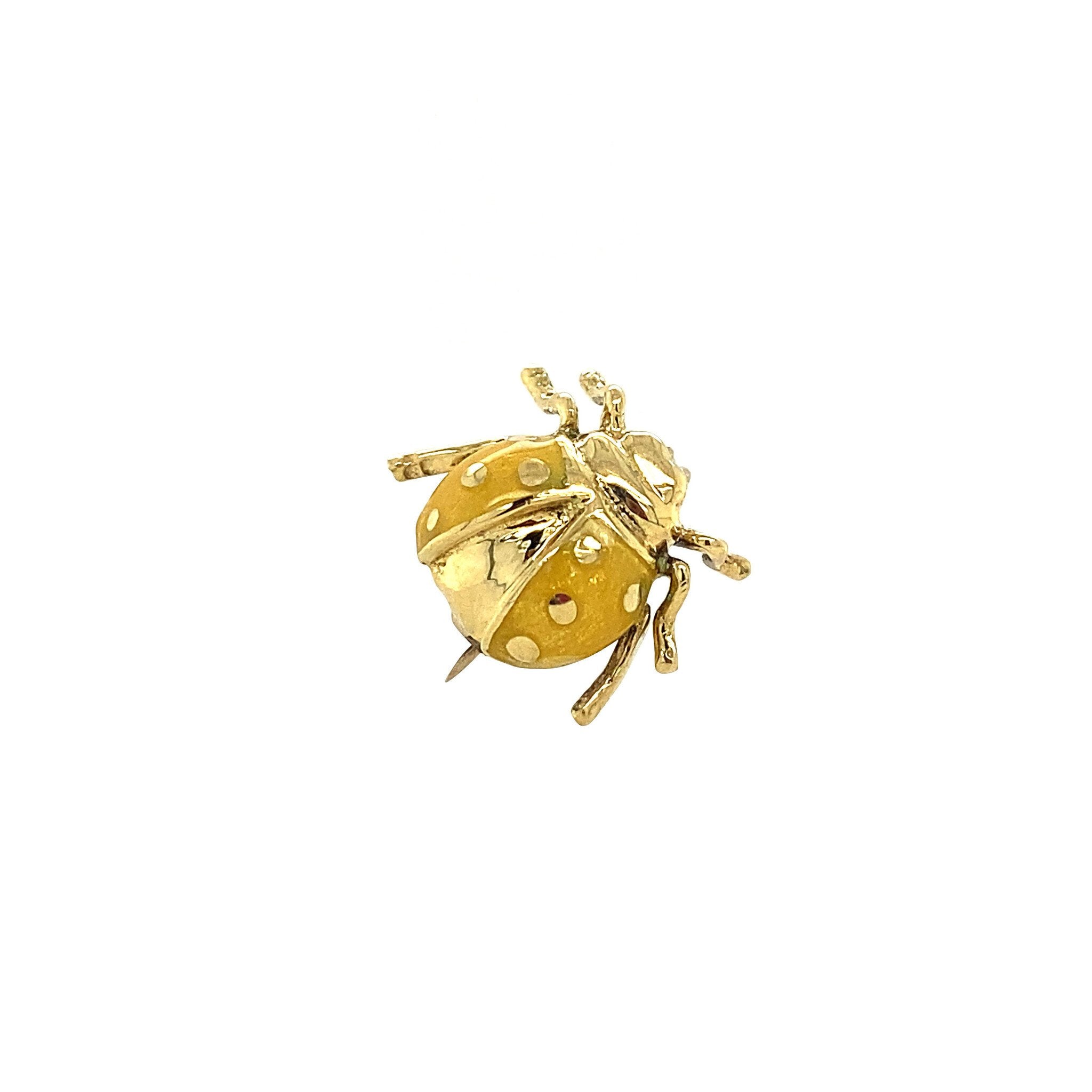 18 kt gold ladybug brooch with enamel