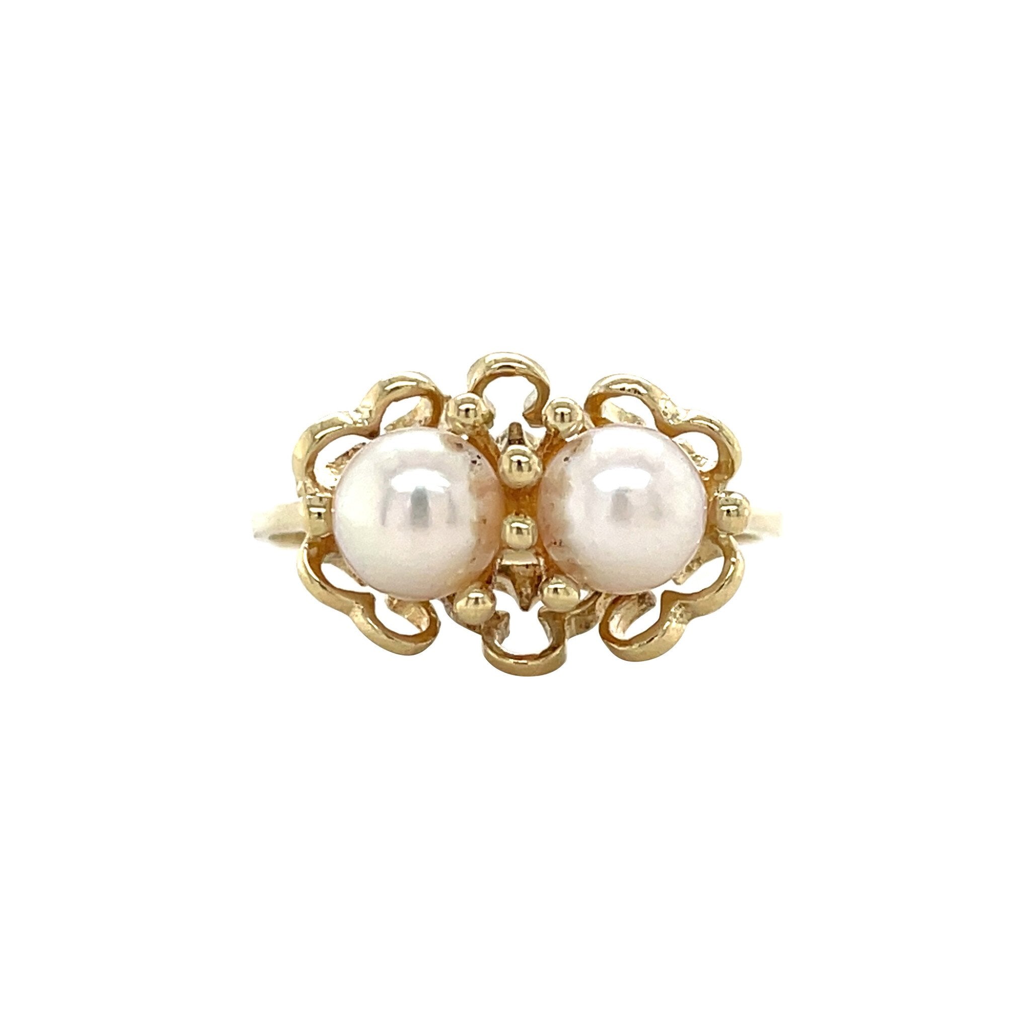 Vintage gold ring with pearl, 14 kt