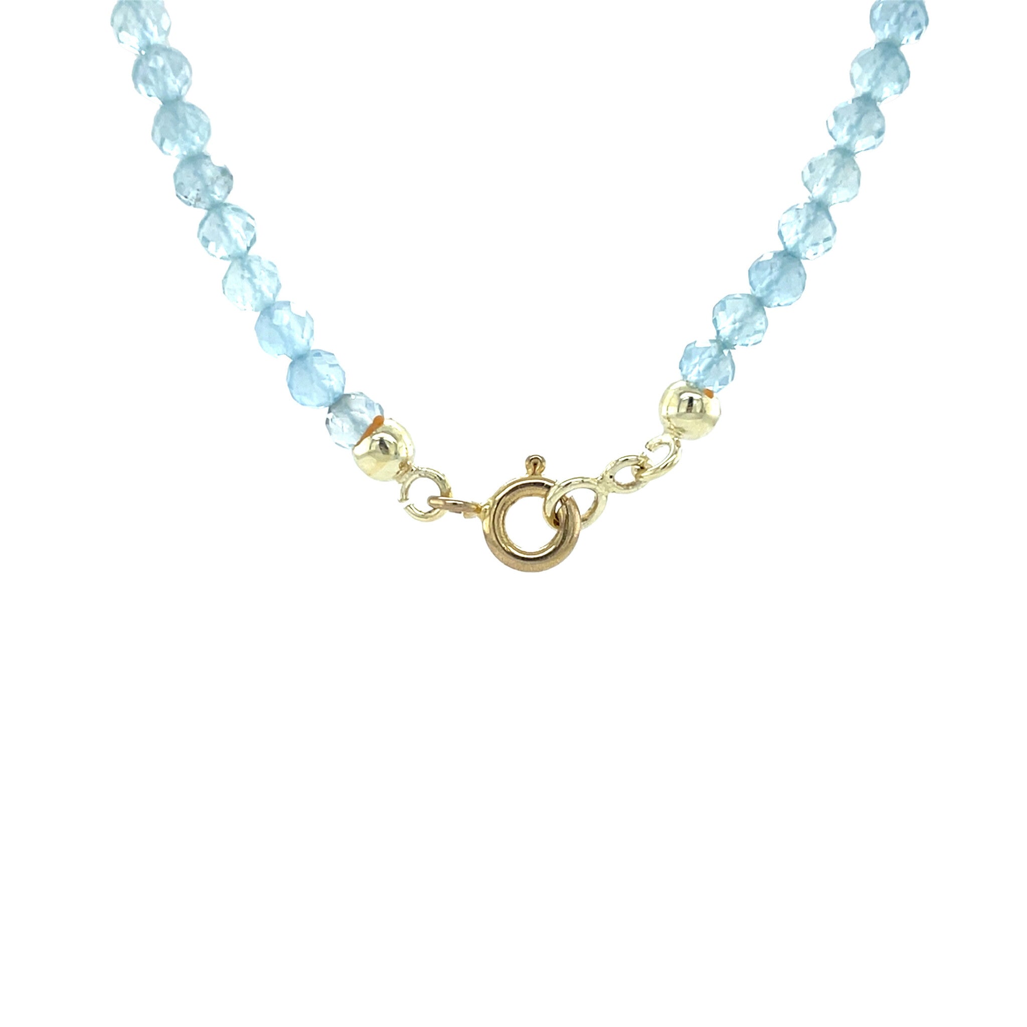 Vintage aquamarijn collier met gouden sluiting 14 kt
