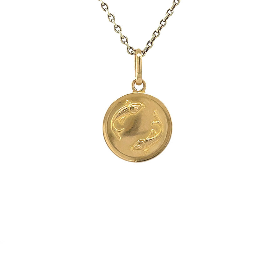 Vintage 18 kt gold Pisces zodiac pendant