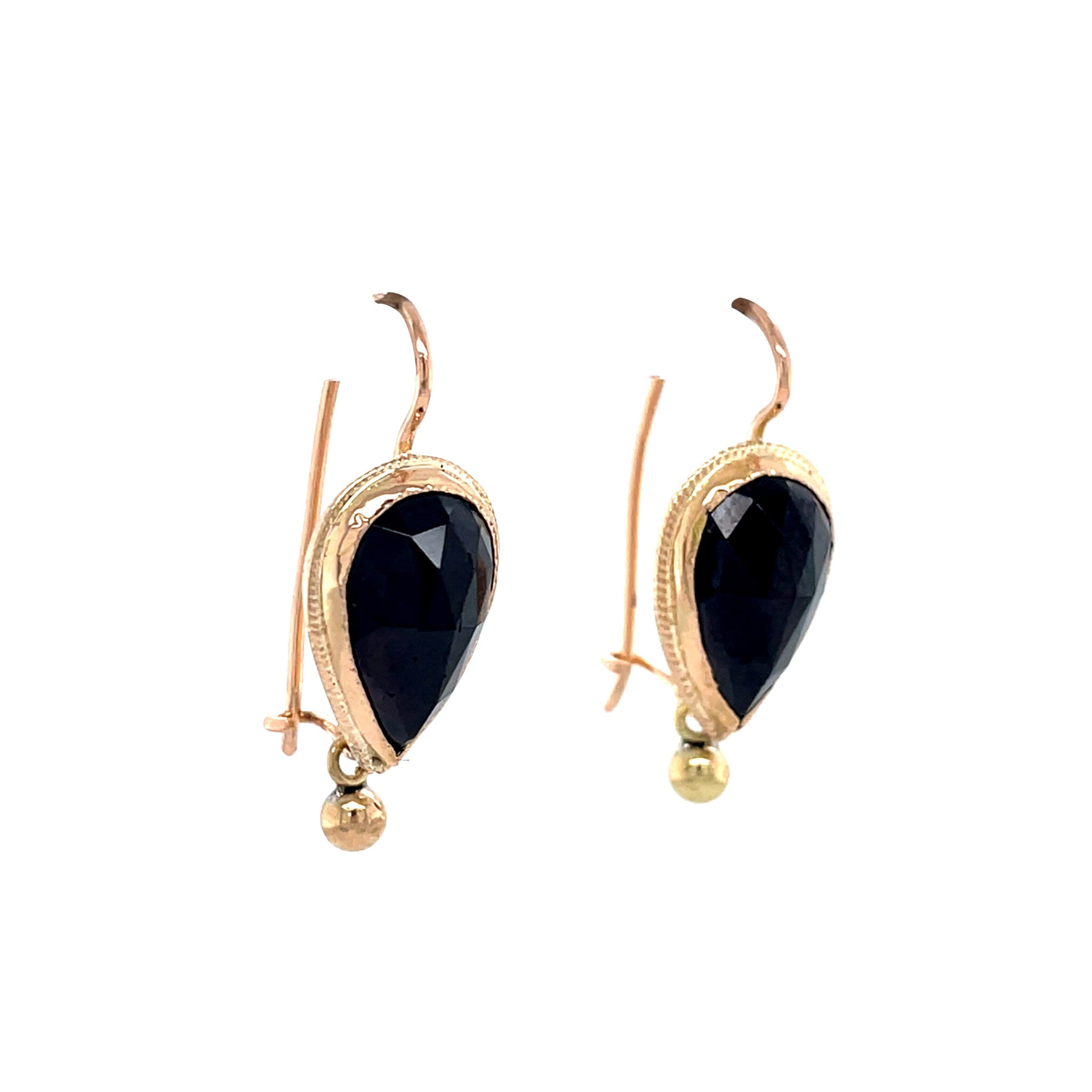 Gouden vintage oorhangers met granaat 14 krt
