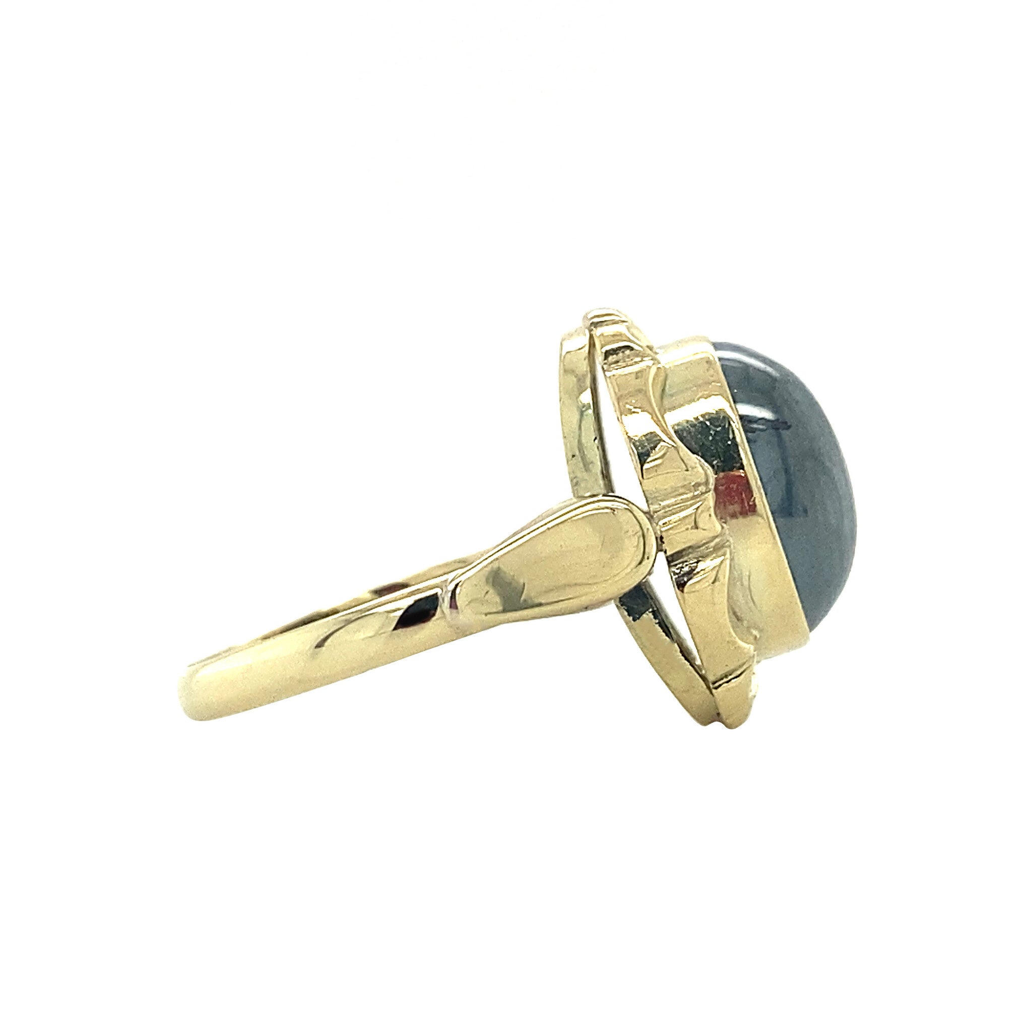 Gouden ring met hematiet 14 krt