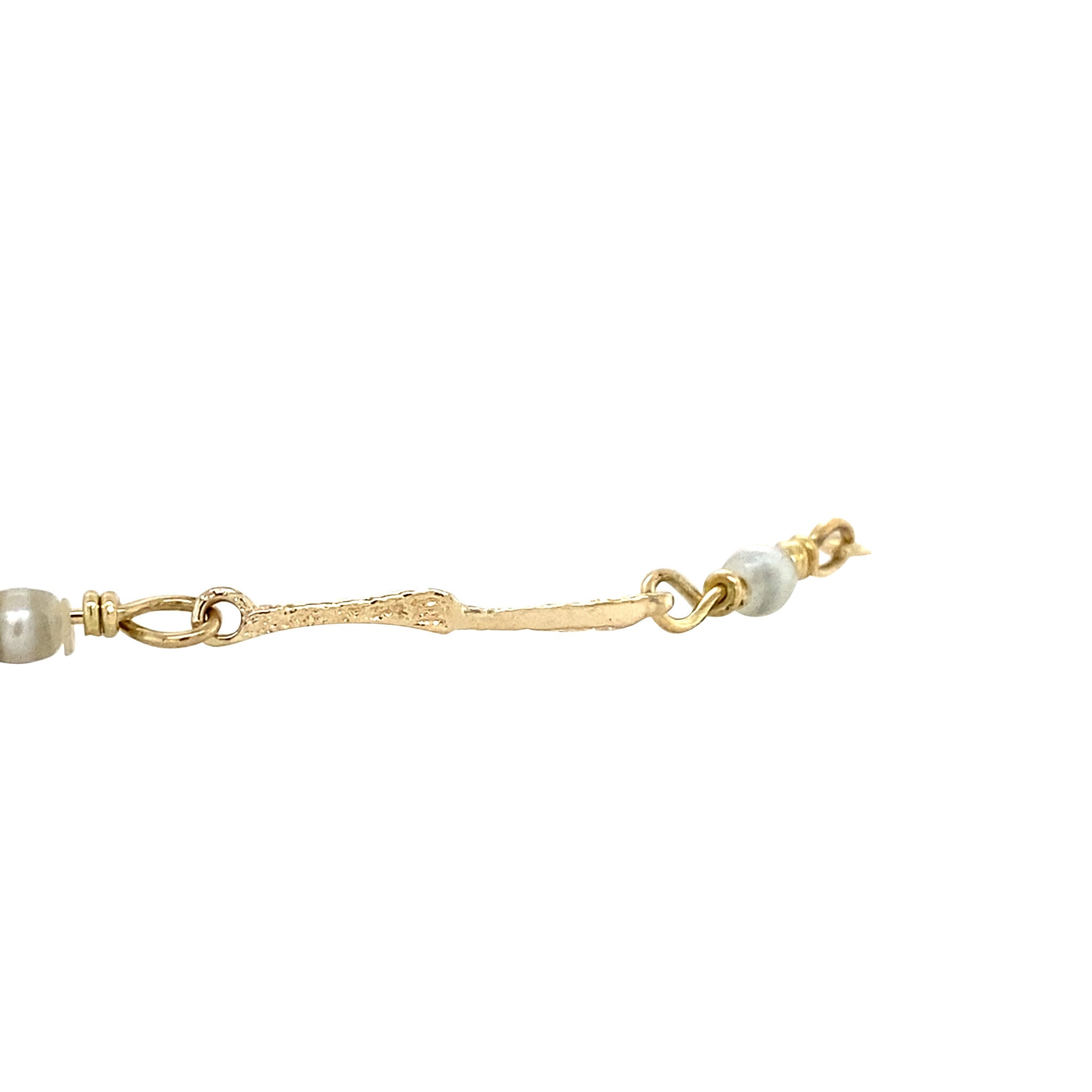 Gouden vintage armband met parel 14 krt
