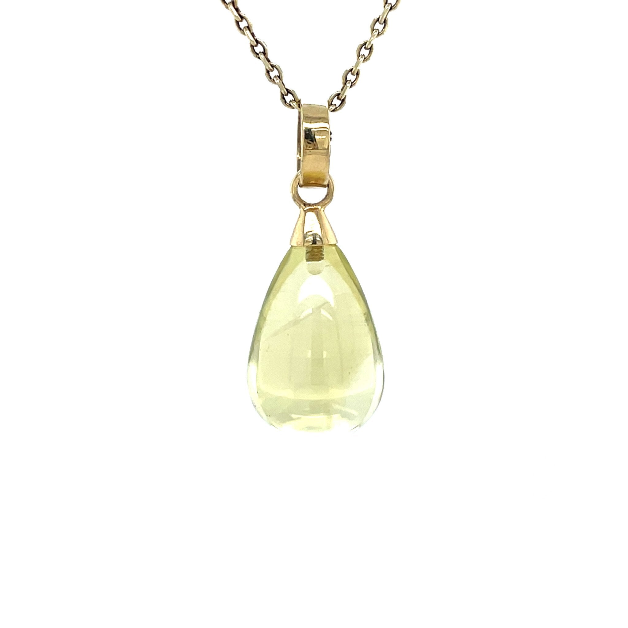 Gouden vintage hanger met prasioliet 14 krt
