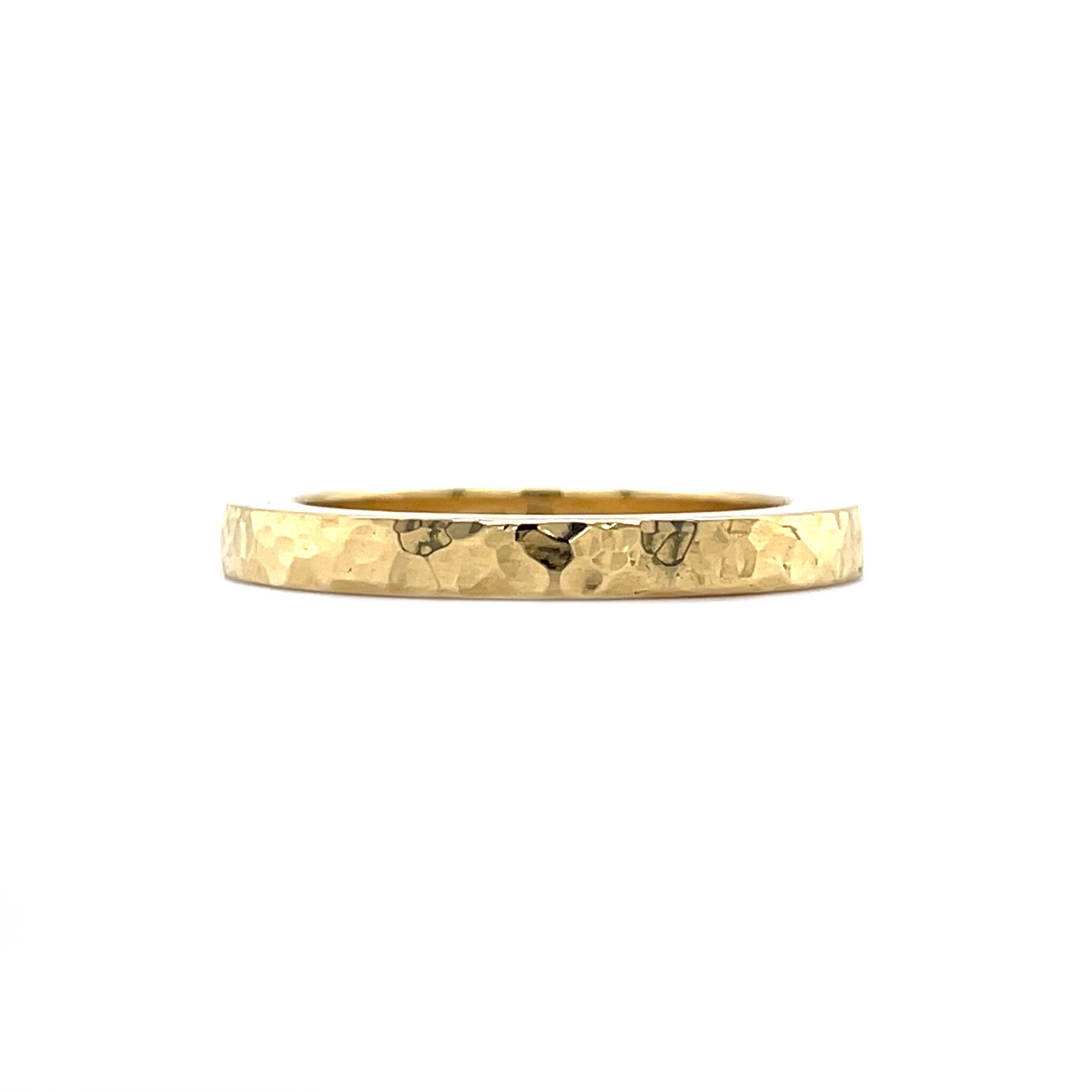 Gouden vintage hamerslag ring 18 krt