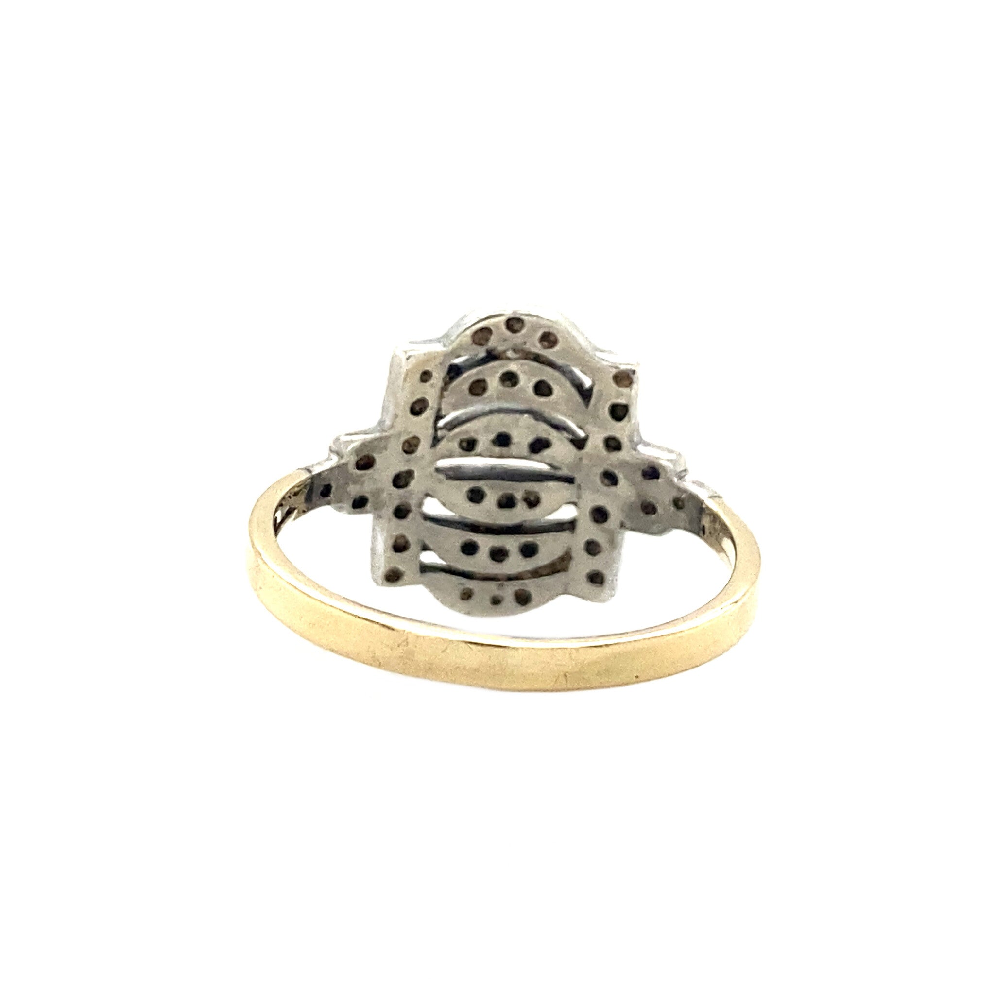 Bicolour gold ring with diamond 14 crt 925