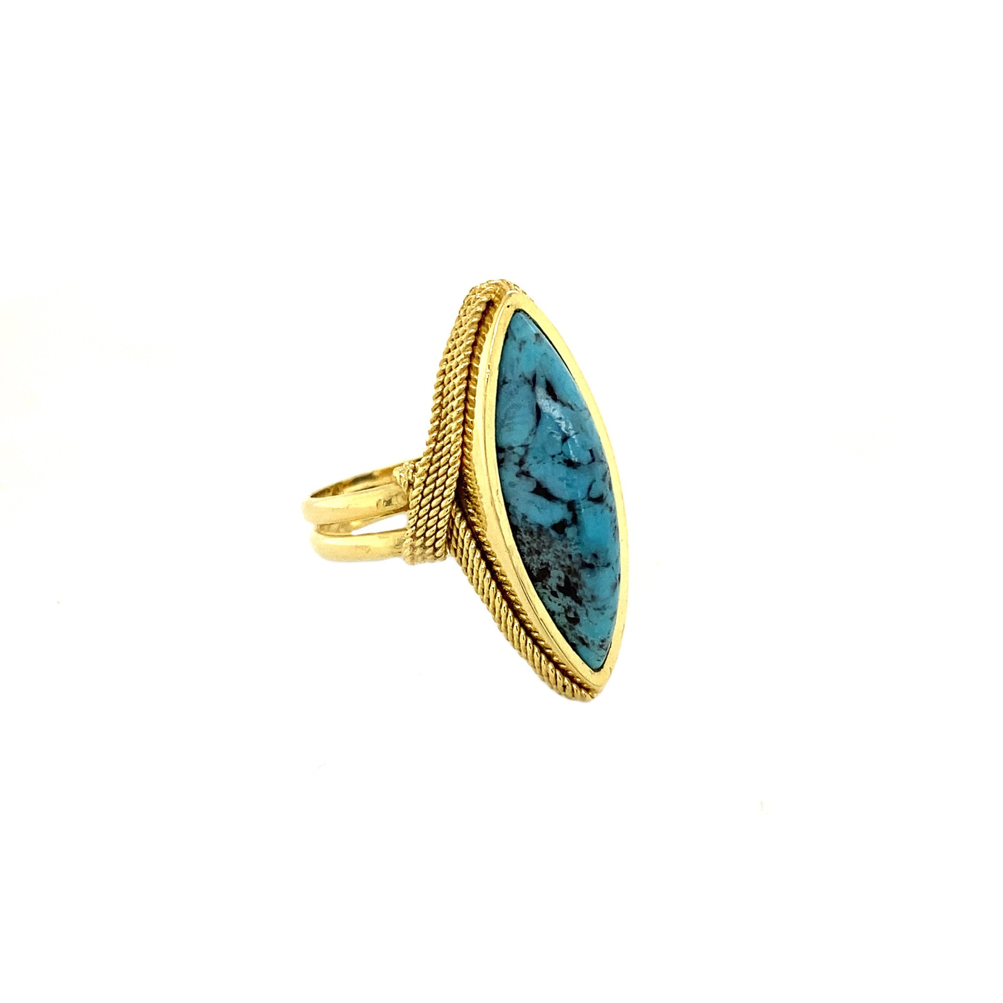 Gold ring with turquoise 18 krt