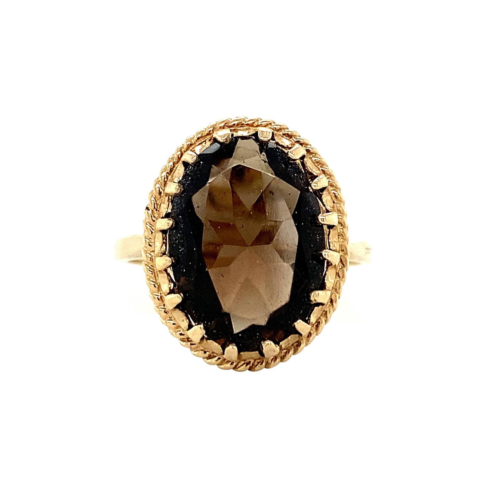 Ring with smoky topaz 9 krt