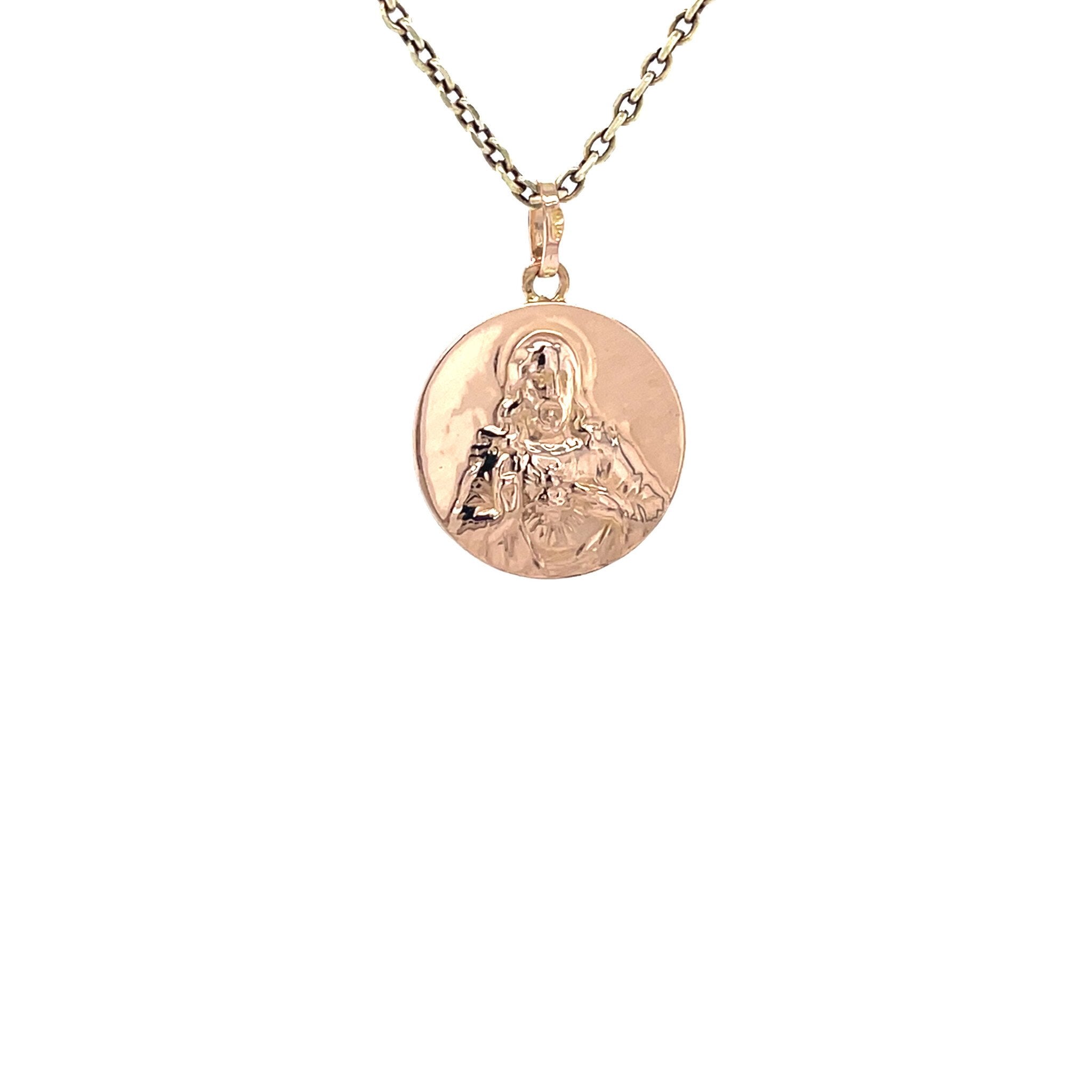 Rose-gold vintage pendant with Joseph, Mary and Jesus, 14 kt