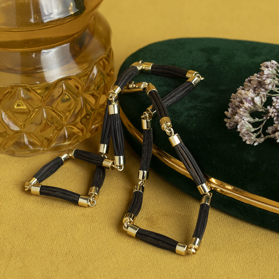 Gouden vintage collier met olifanten haar 14 kt