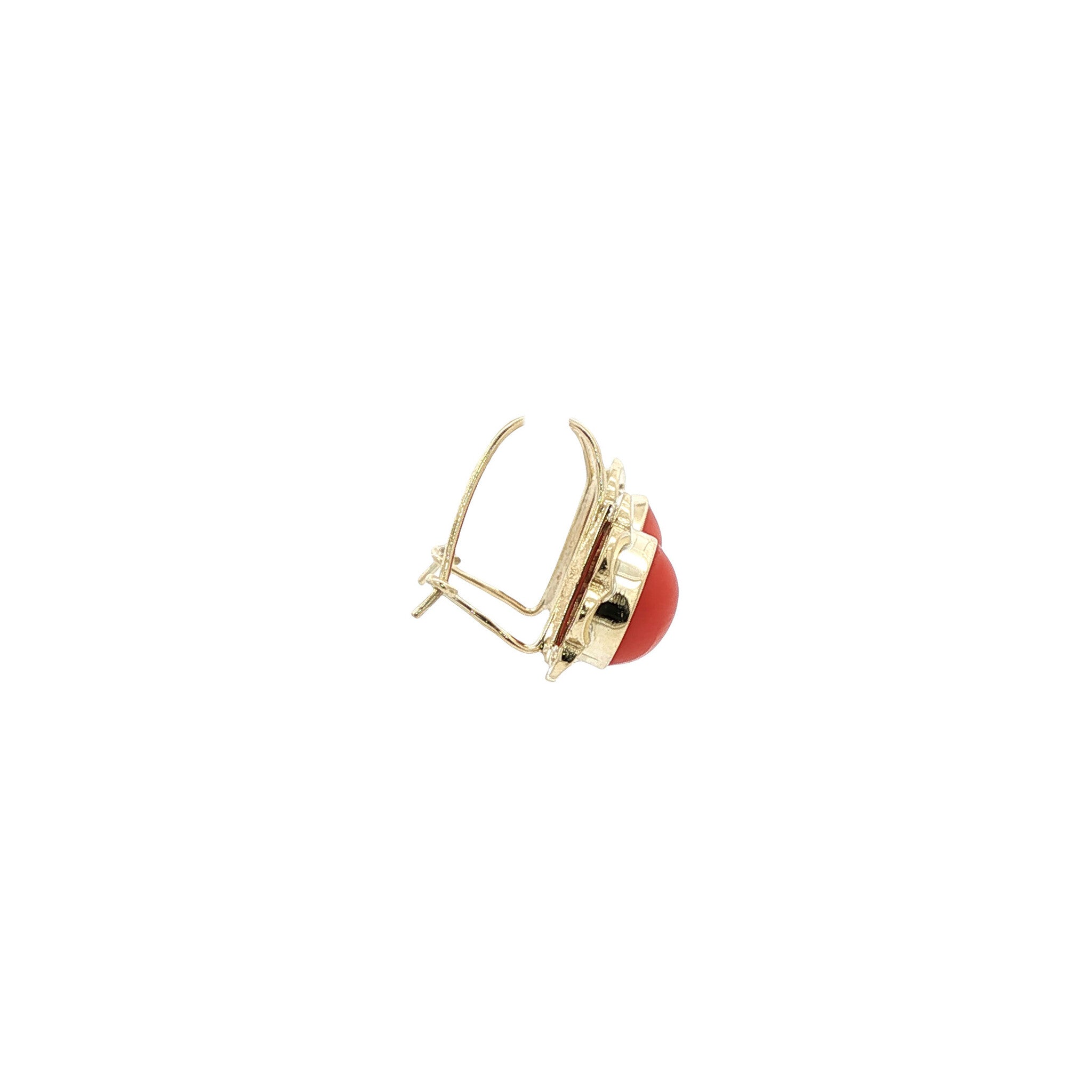Gouden vintage oorhangers met bloedkoraal 14 kt