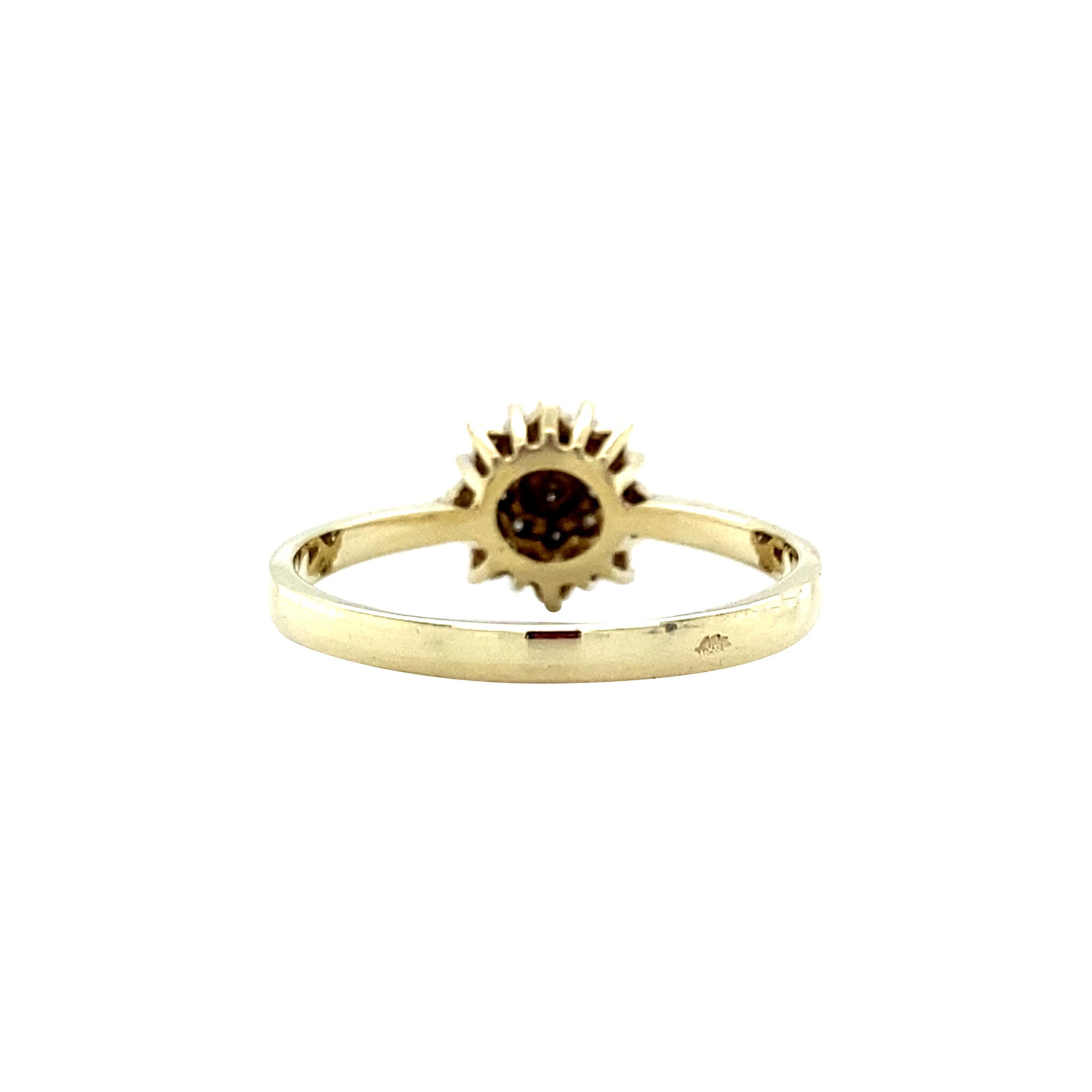 Gold vintage halo ring with diamonds 14 krt