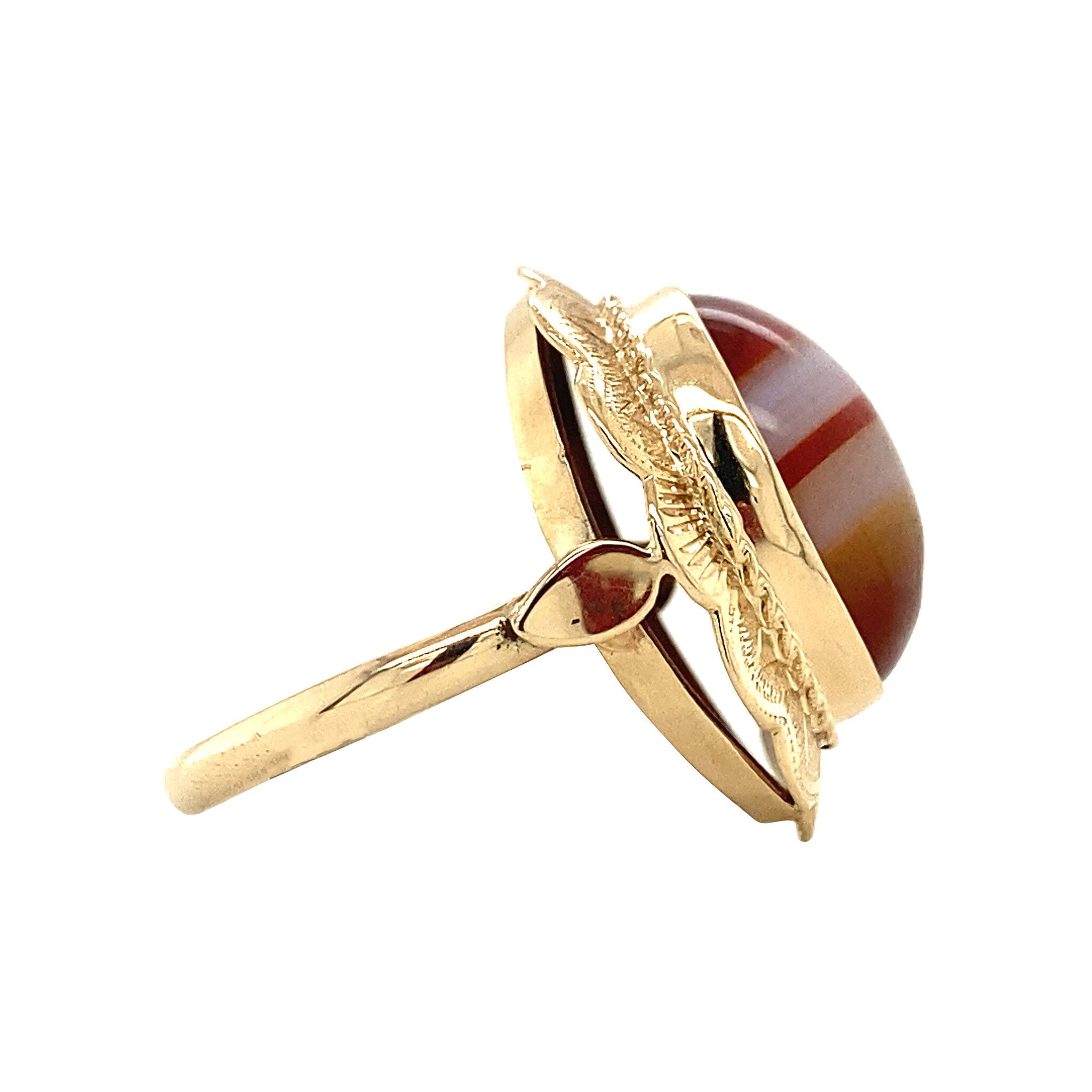 Gouden ring met streepagaat 14 krt