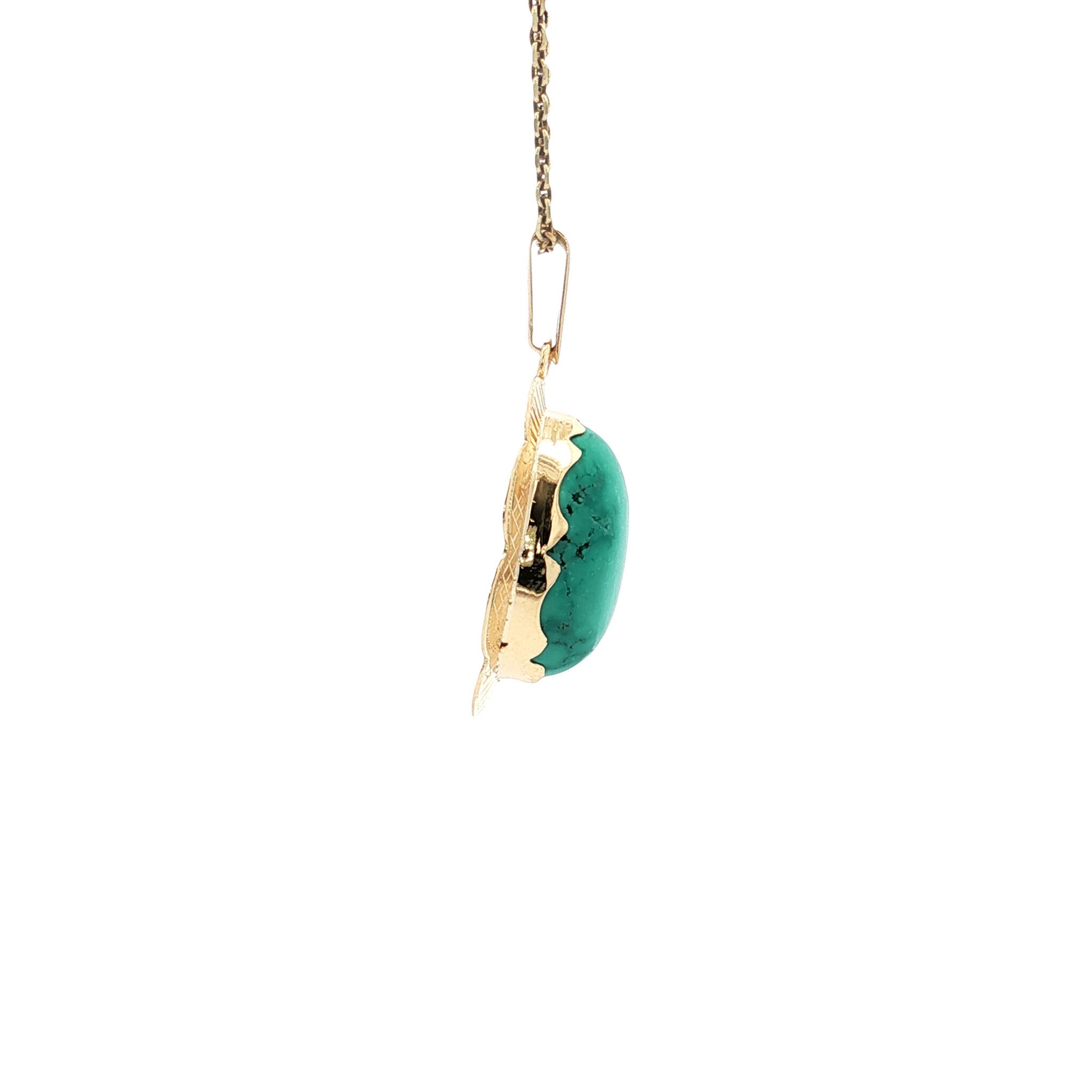 Gouden vintage hanger met turkoois 14 kt