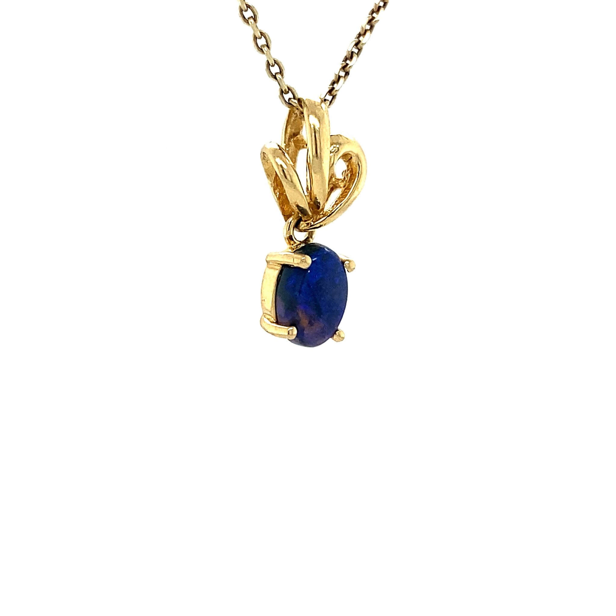 Gouden hanger met zwarte opaal 18 krt