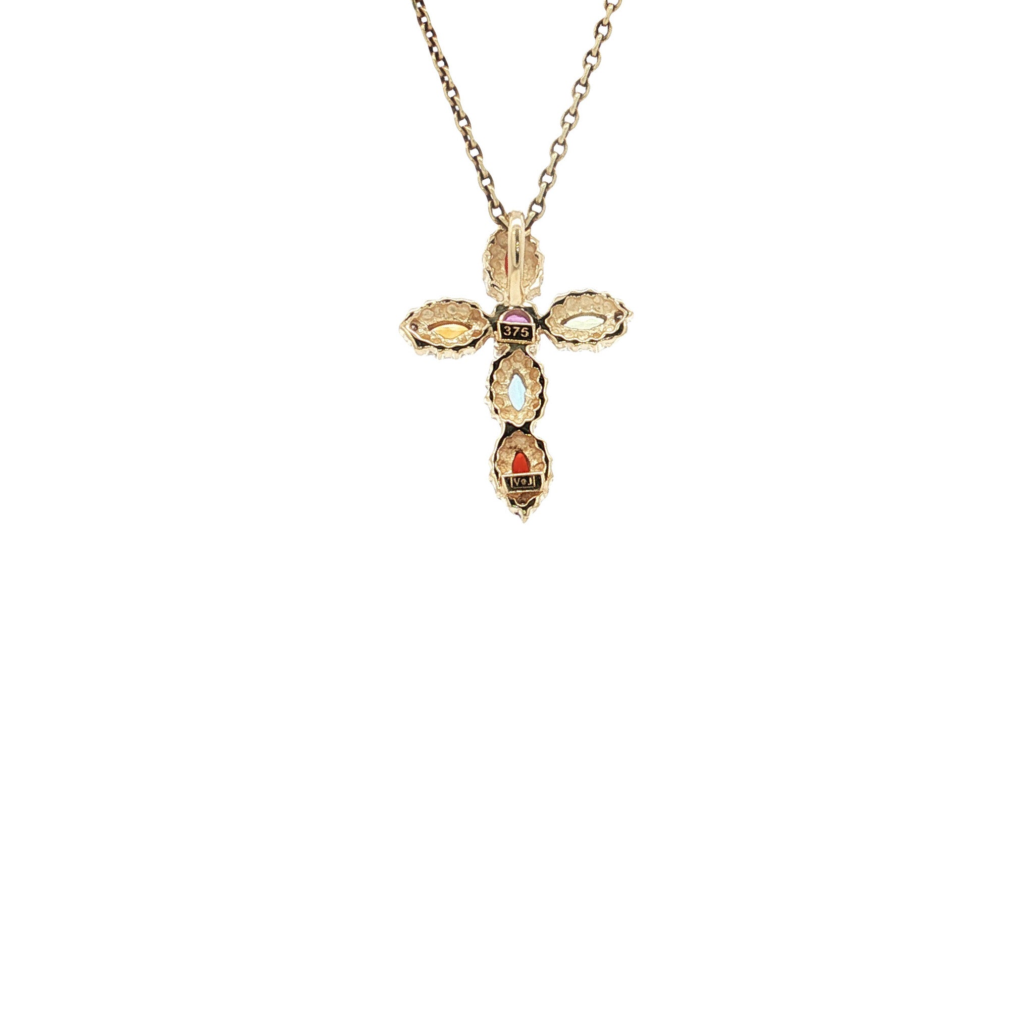 Pendant with amethyst, garnet, peridot, citrine, topaz and diamond 9 kt
