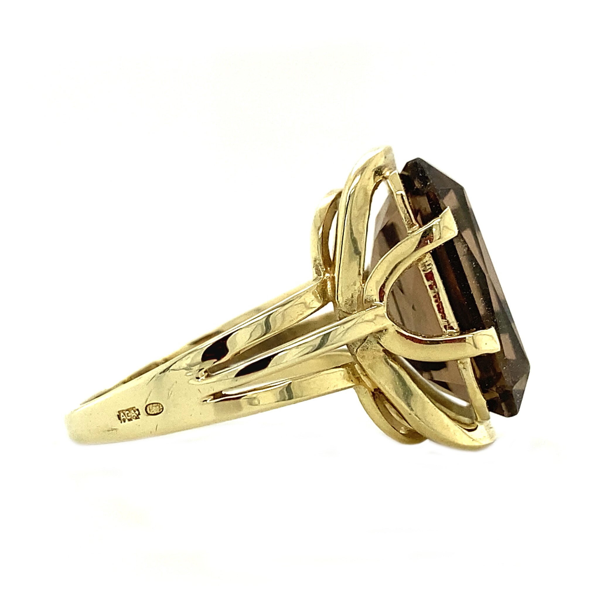 Gold ring with smoky topaz 14 krt