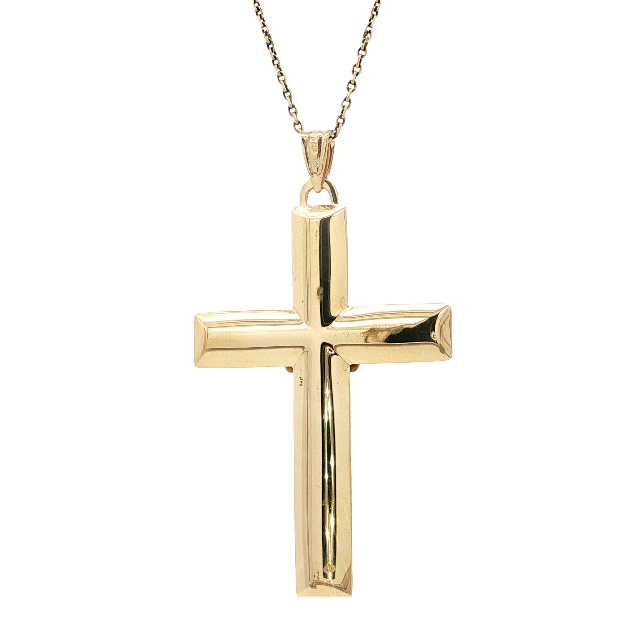 Bicolour gold vintage cross pendant 14 kt