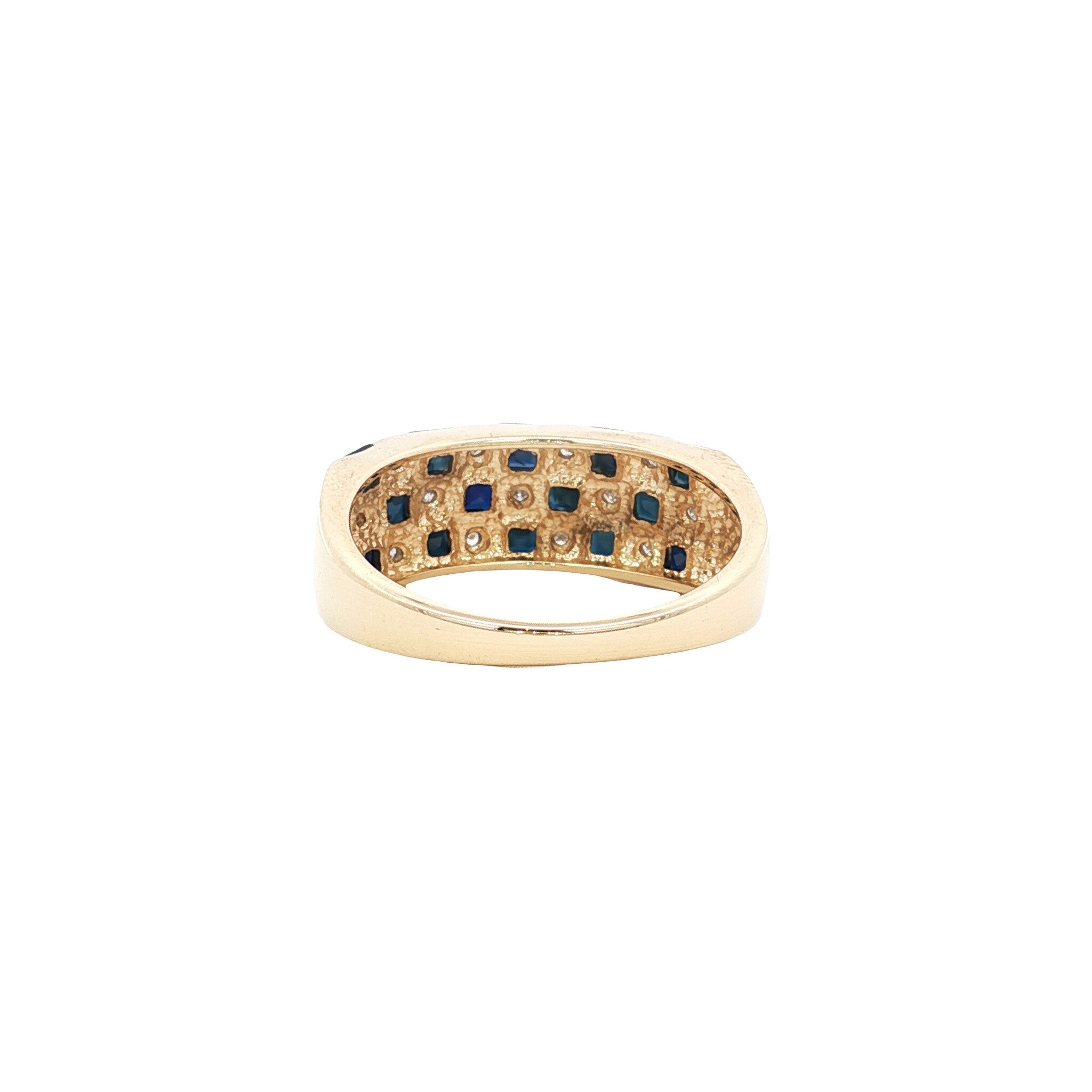 Ring met saffier en diamant 9 kt