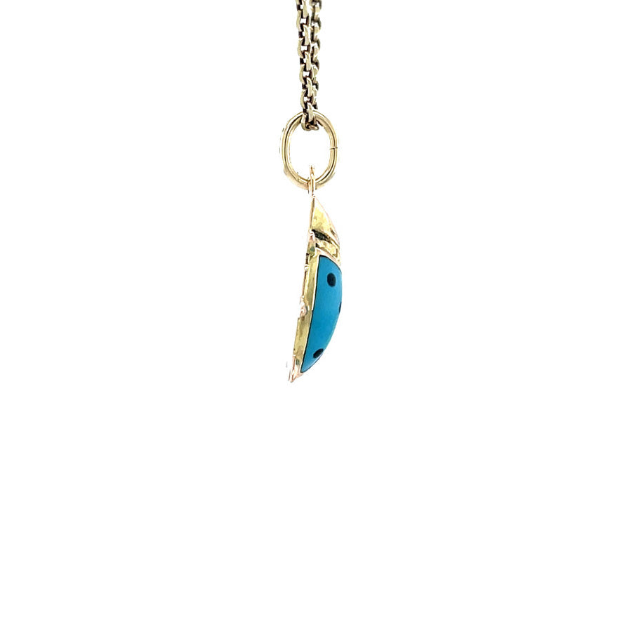Vintage gold ladybug pendant with enamel, 14 kt