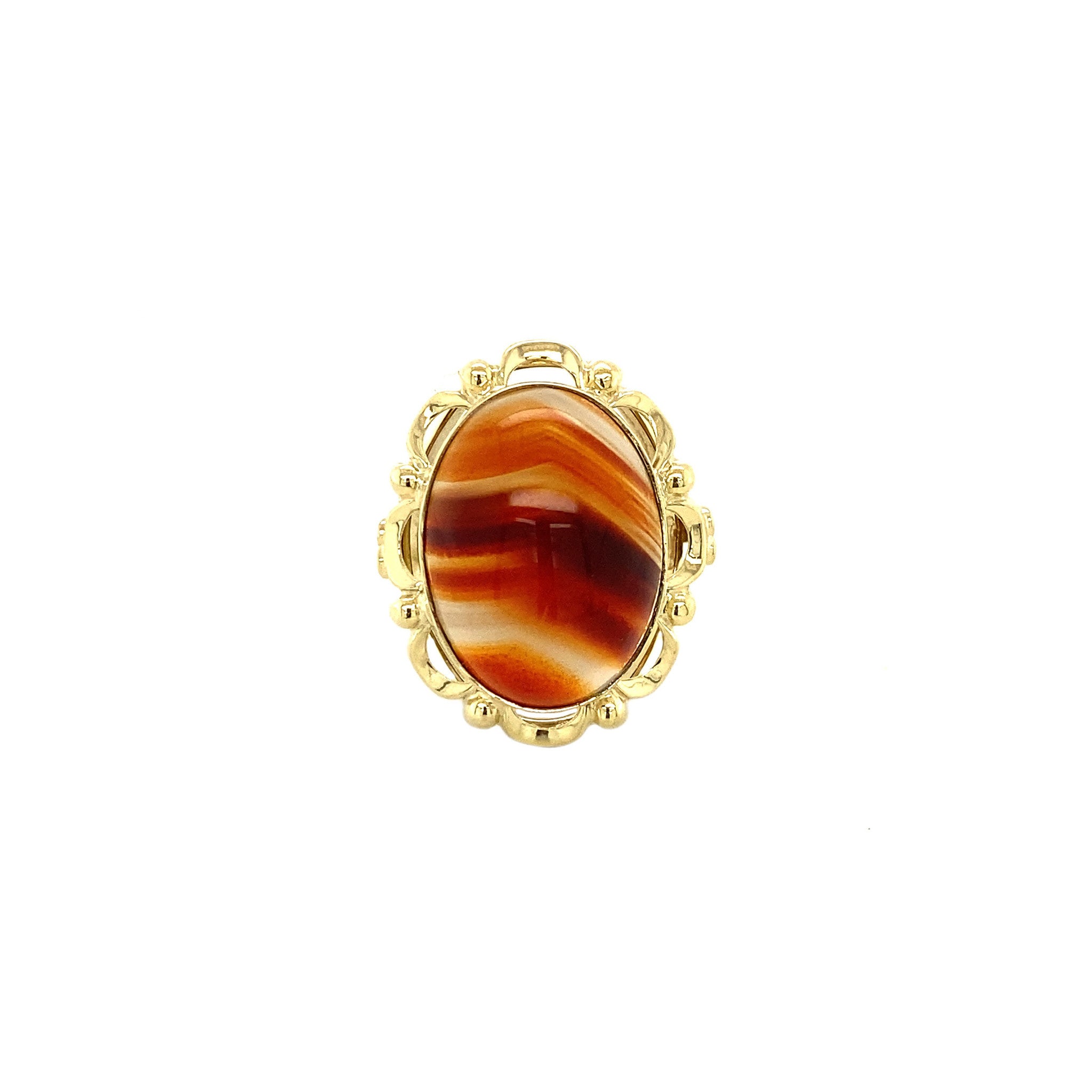 Gold ring with striped agate 14 kt